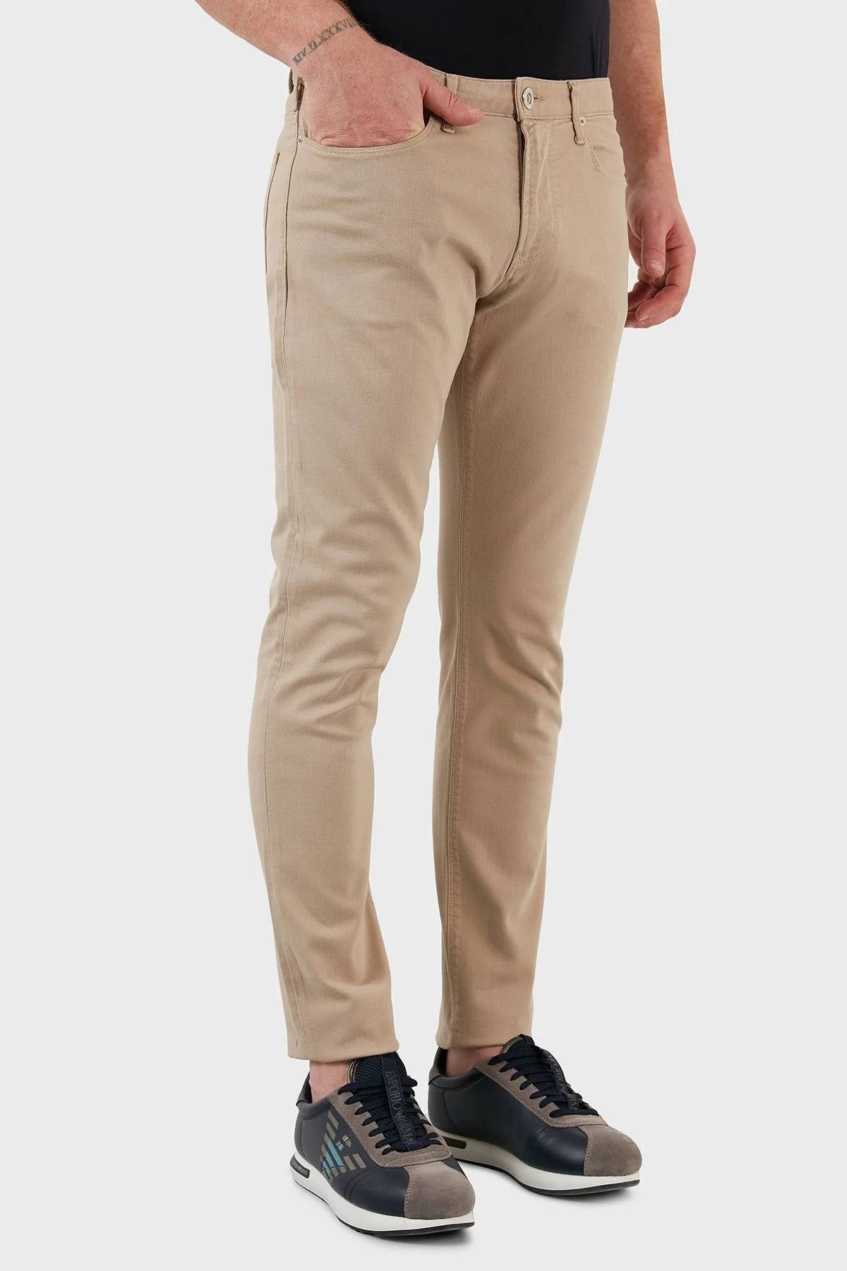 Emporio Armani J06 Pamuklu Normal Bel Slim Fit Dar Paça Jeans Erkek Kot Pantolon 3L1J06 1N4RZ 0143 BEJ - 6