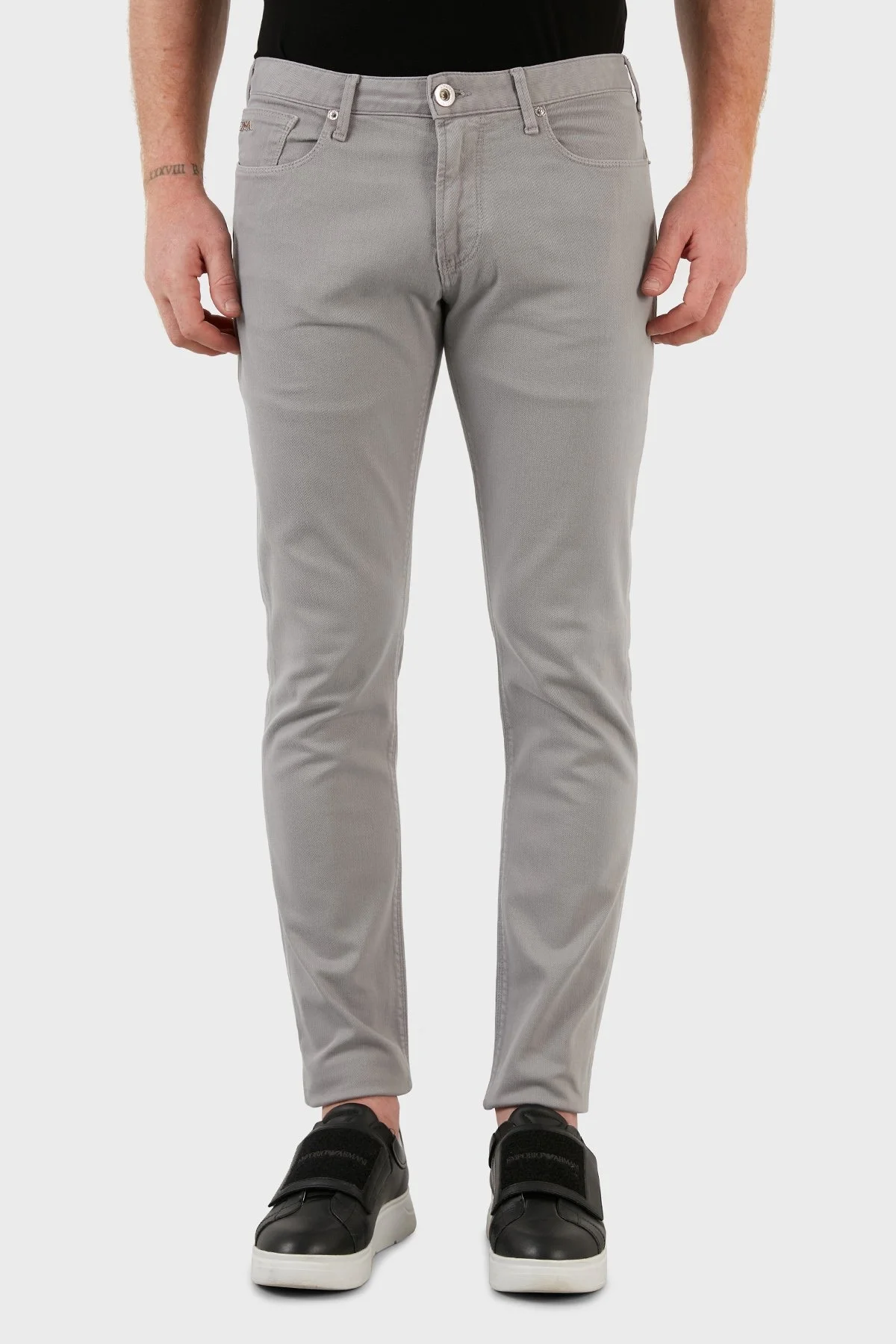 Emporio Armani J06 Pamuklu Normal Bel Slim Fit Dar Paça Jeans Erkek Kot Pantolon 3L1J06 1N4RZ 0641 GRİ - 1