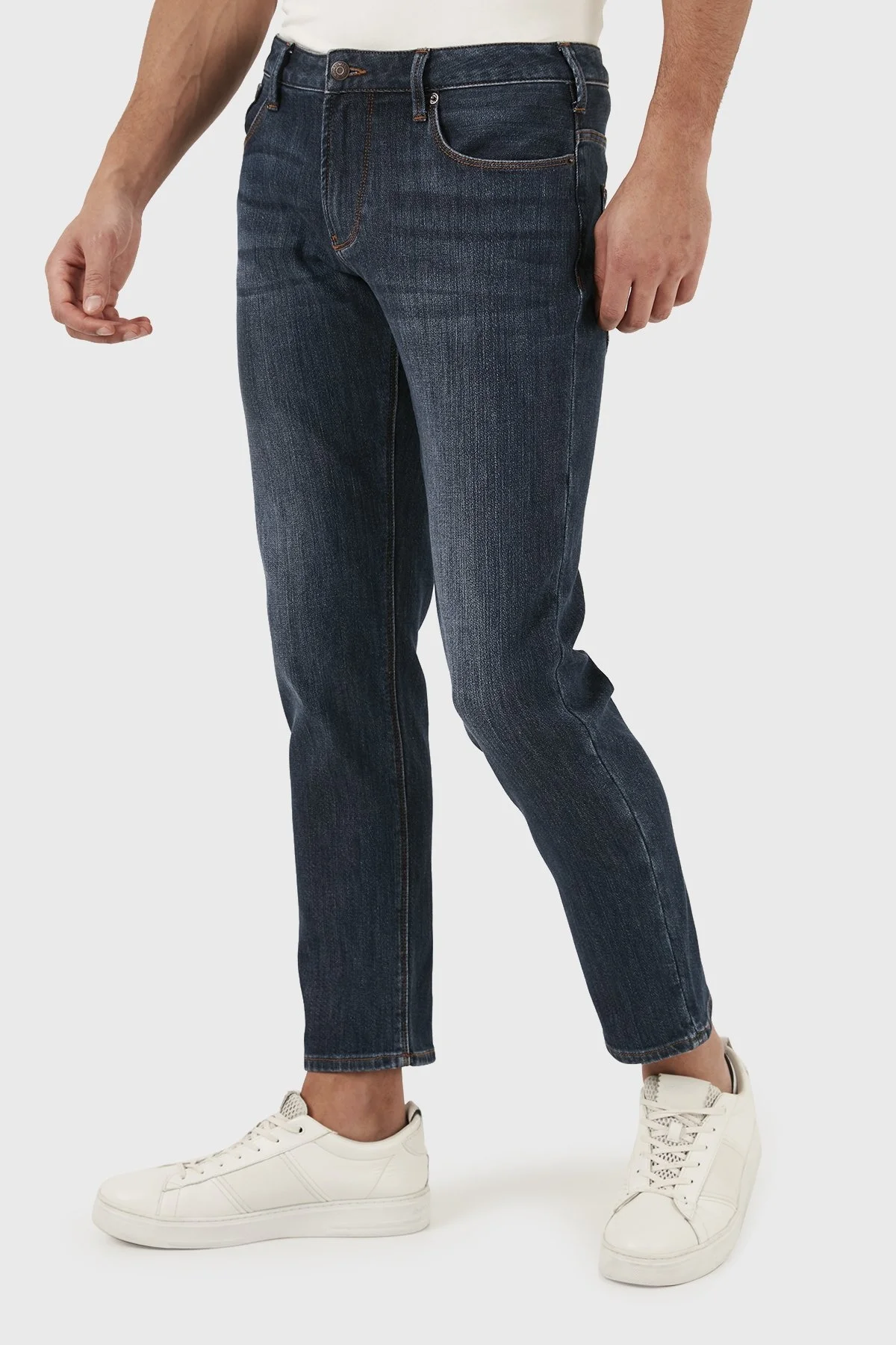 Emporio Armani J06 Slim Fit Düşük Bel Düz Paça Jeans Erkek Kot Pantolon 3D1J06 1DRPZ 0942 LACİVERT - 2