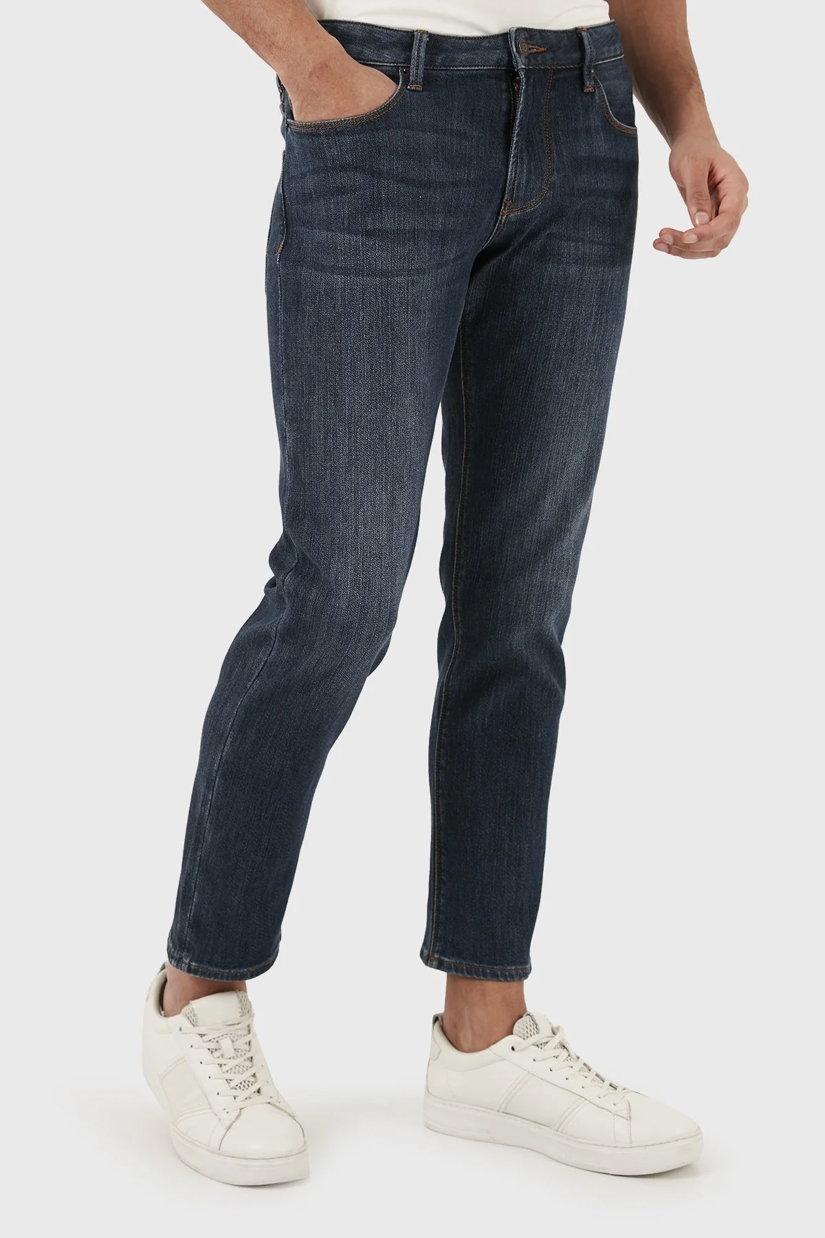 Emporio Armani J06 Slim Fit Düşük Bel Düz Paça Jeans Erkek Kot Pantolon 3D1J06 1DRPZ 0942 LACİVERT - 3