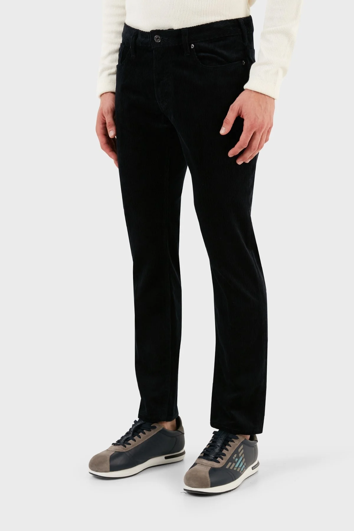 Emporio Armani J06 Slim Fit Düz Paça Kadife Erkek Pantolon 6R1J06 1NHKZ 0920 LACİVERT - 4