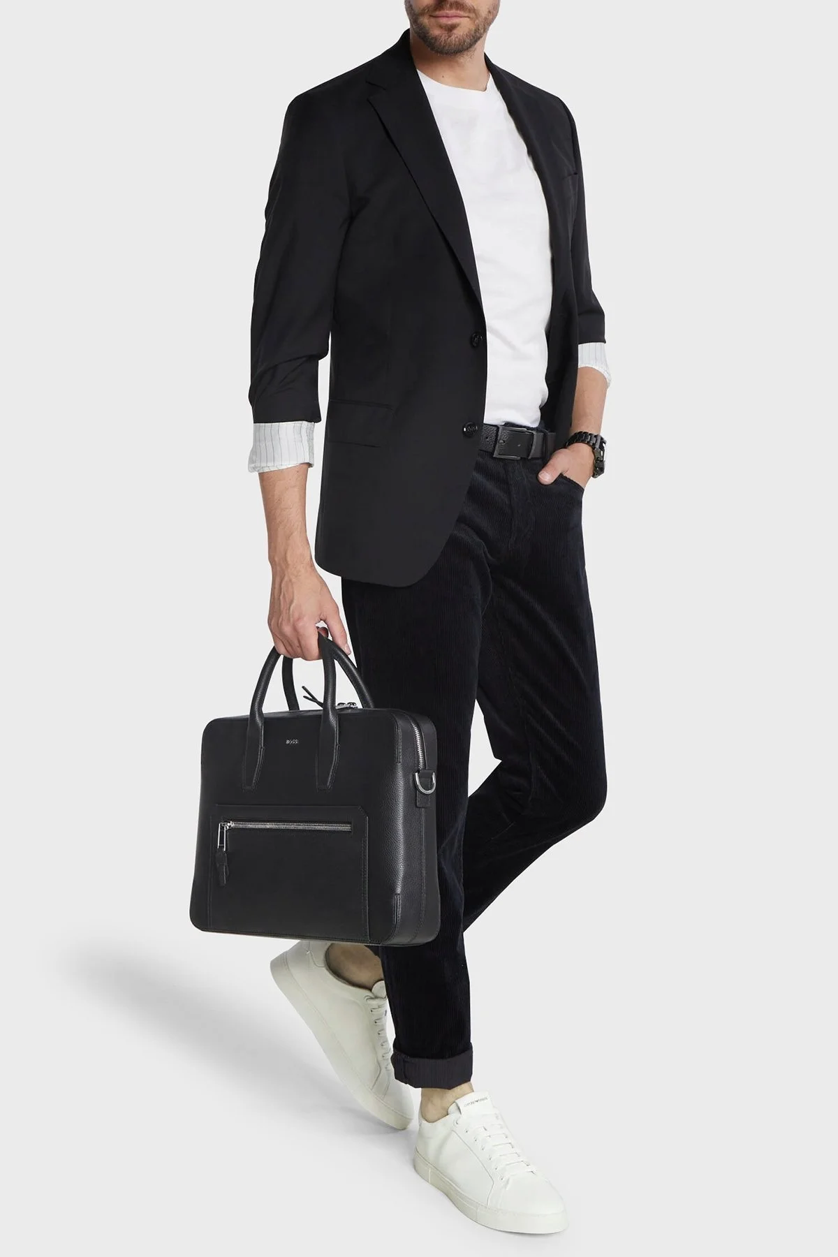 Emporio Armani J06 Slim Fit Düz Paça Kadife Erkek Pantolon 6R1J06 1NHKZ 0999 SİYAH - 1