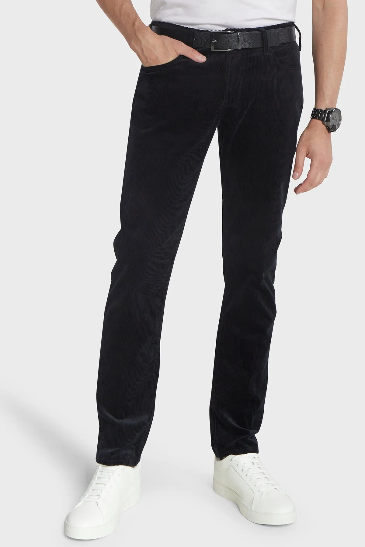 Emporio Armani J06 Slim Fit Düz Paça Kadife Erkek Pantolon 6R1J06 1NHKZ 0999 SİYAH - 3