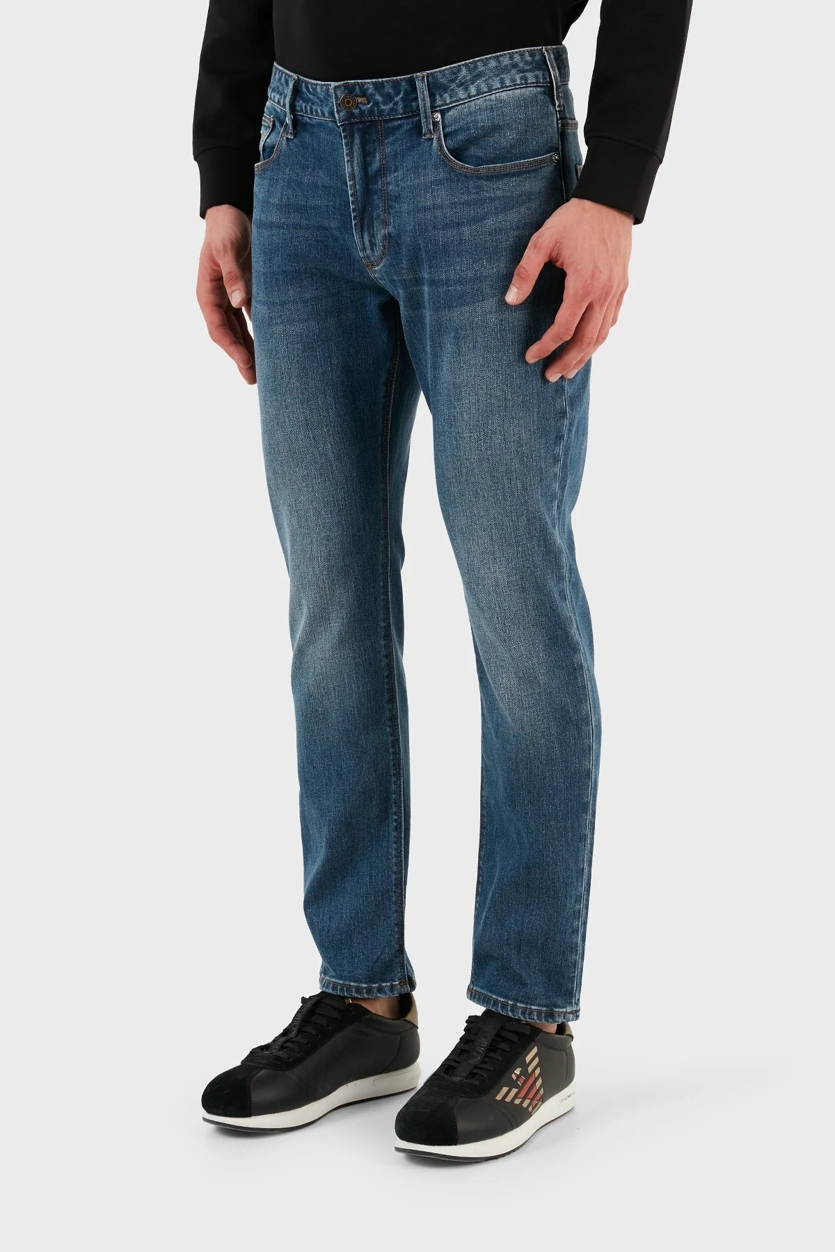 Emporio Armani J06 Slim Fit Vintage Comfort Jeans Erkek Kot Pantolon 6R1J06 1DRHZ 0942 LACİVERT - 4