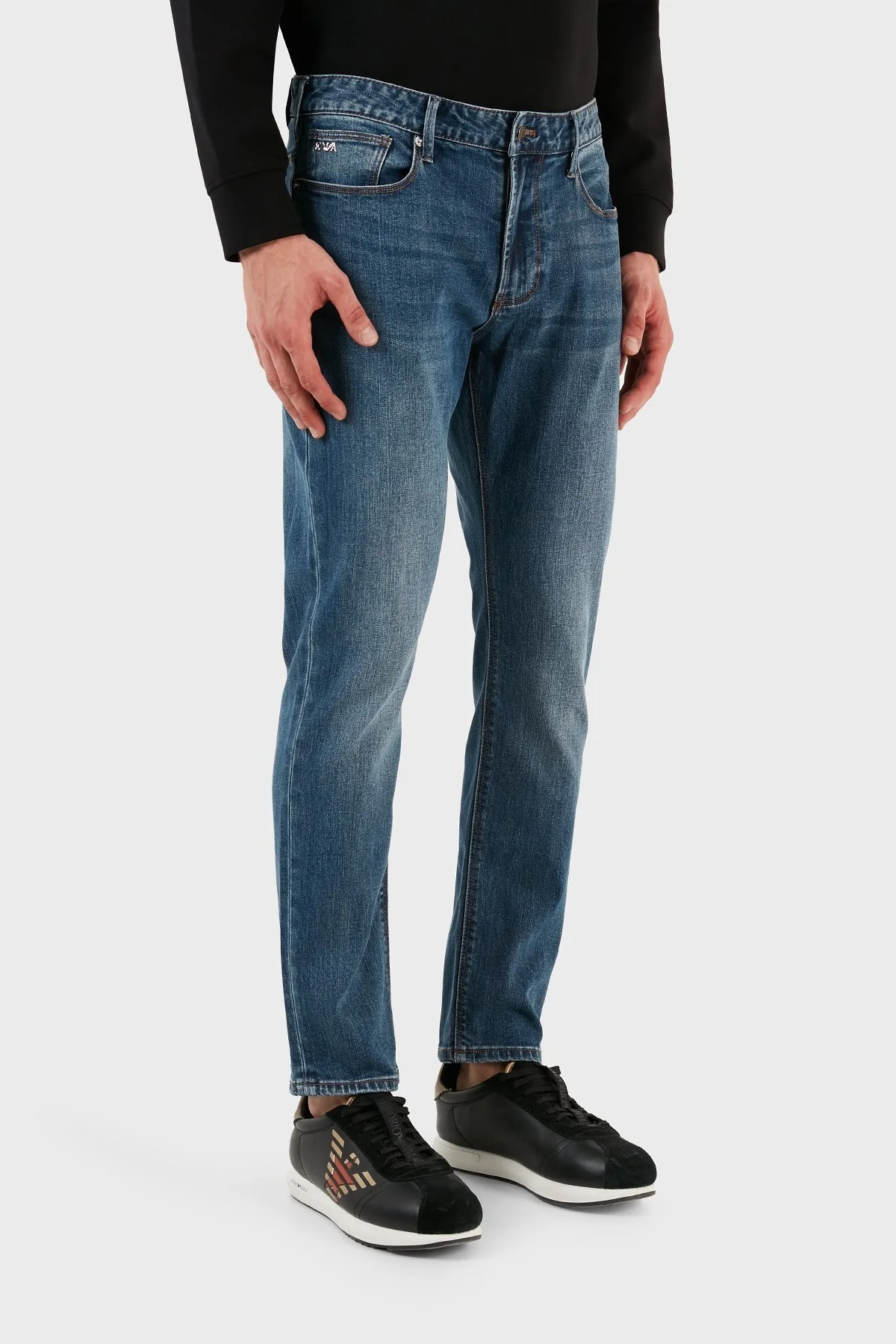 Emporio Armani J06 Slim Fit Vintage Comfort Jeans Erkek Kot Pantolon 6R1J06 1DRHZ 0942 LACİVERT - 5