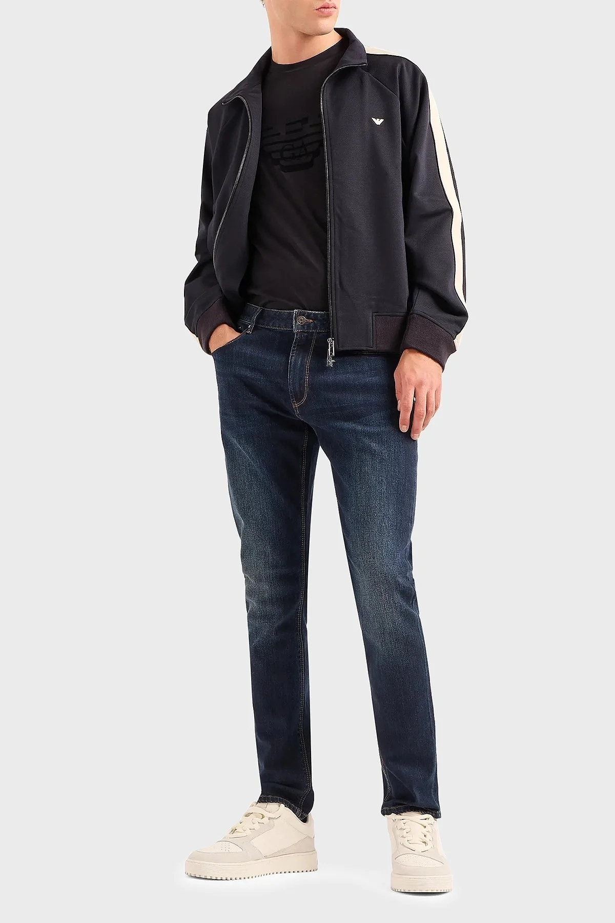 Emporio Armani J06 Slim Fit Vintage Effect Comfort Jeans Erkek Kot Pantolon 6R1J06 1DRHZ 0941 LACİVERT - 1