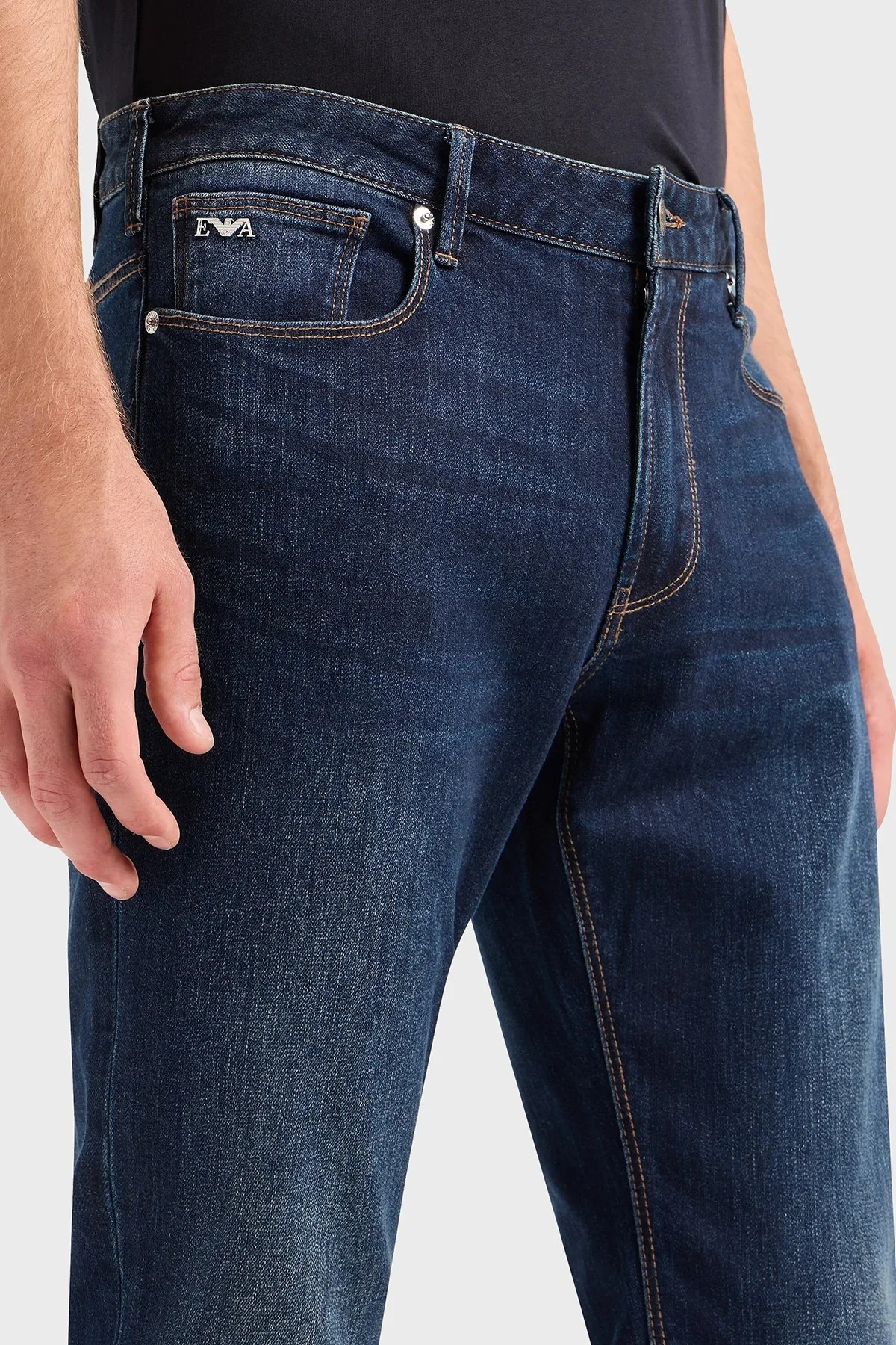 Emporio Armani J06 Slim Fit Vintage Effect Comfort Jeans Erkek Kot Pantolon 6R1J06 1DRHZ 0941 LACİVERT - 4