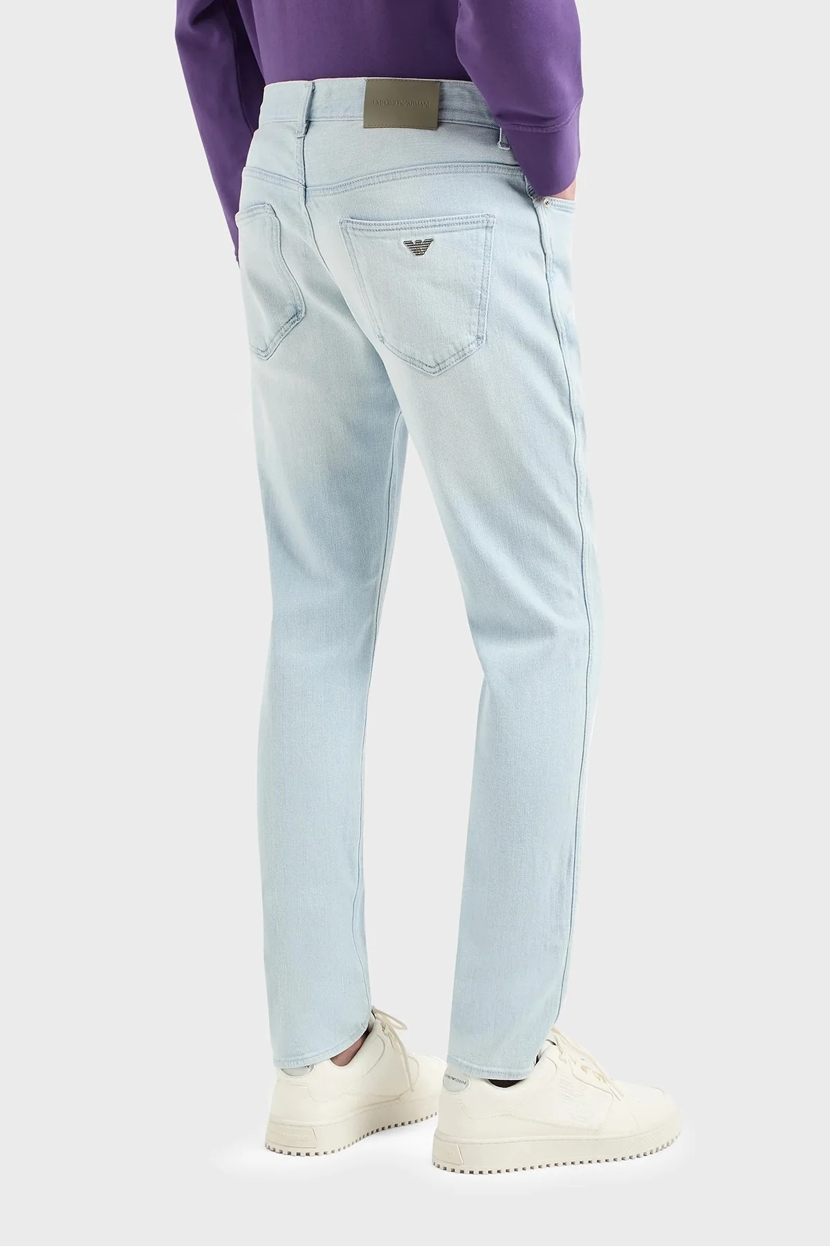 Emporio Armani J16 Düşük Bel Slim Fit Düz Paça Jeans Erkek Kot Pantolon 3D1J16 1D13Z 0943 AÇIK MAVİ - 3