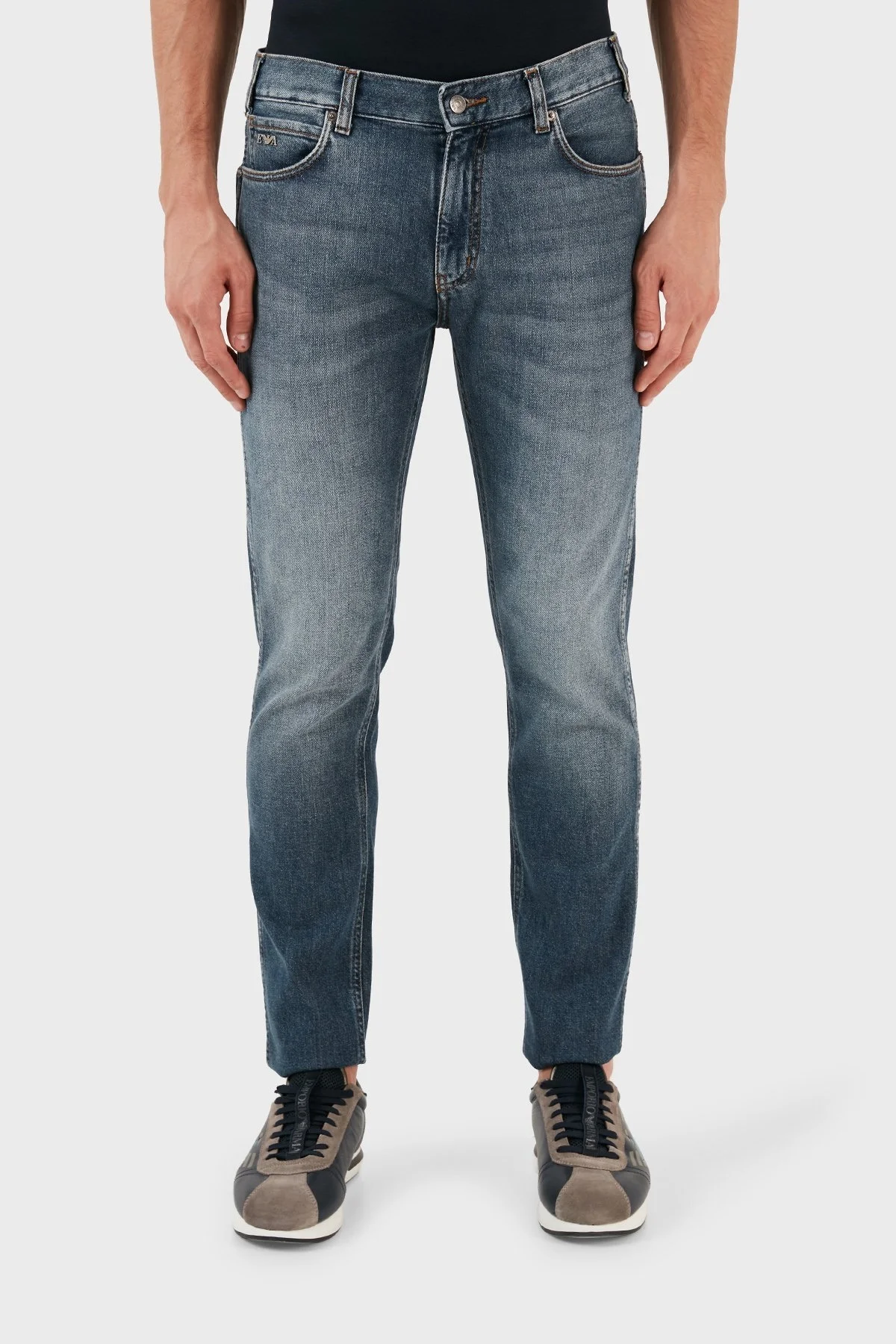 Emporio Armani J16 Pamuklu Logo Detaylı Dar Paça Slim Fit Jeans Erkek Kot Pantolon 6R1J16 1DL7Z 0942 LACİVERT - 2