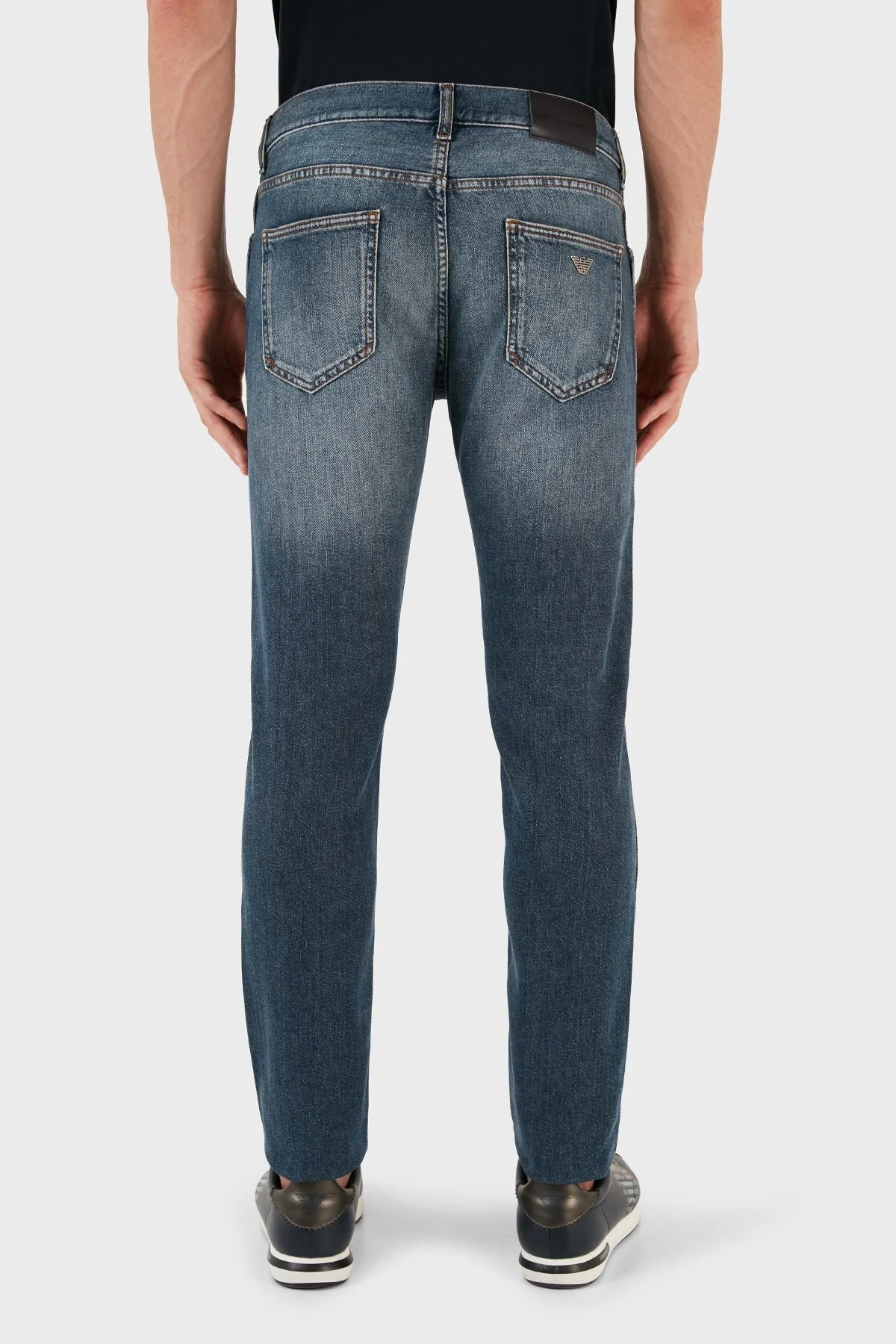 Emporio Armani J16 Pamuklu Logo Detaylı Dar Paça Slim Fit Jeans Erkek Kot Pantolon 6R1J16 1DL7Z 0942 LACİVERT - 4