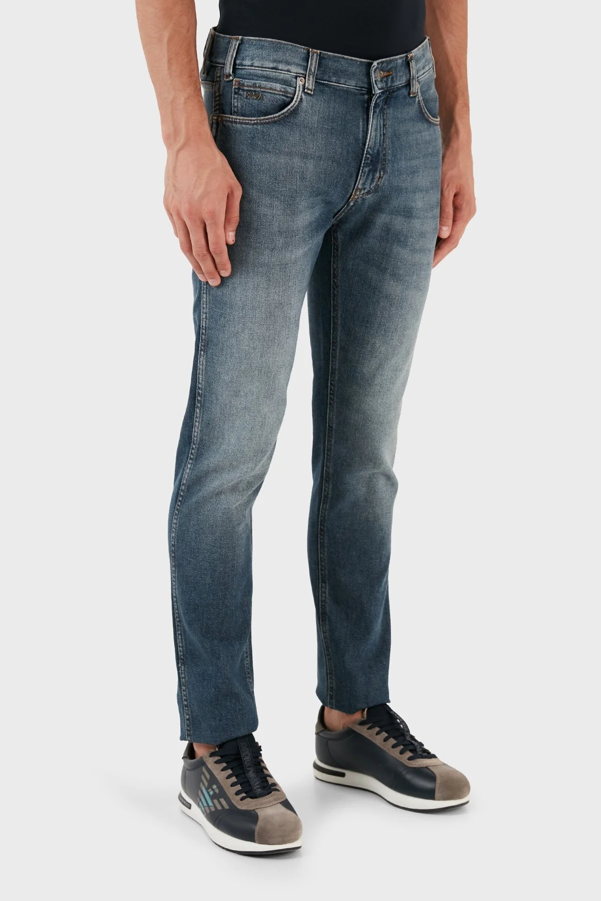Emporio Armani J16 Pamuklu Logo Detaylı Dar Paça Slim Fit Jeans Erkek Kot Pantolon 6R1J16 1DL7Z 0942 LACİVERT - 6