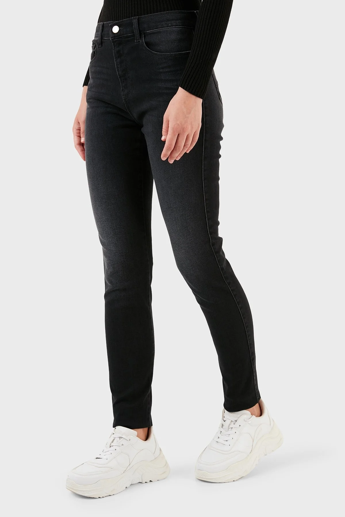 Emporio Armani J20 Pamuklu Yüksek Bel Skinny Fit Dar Paça Jeans Bayan Kot Pantolon 6R2J20 2DAXZ 0005 SİYAH - 8