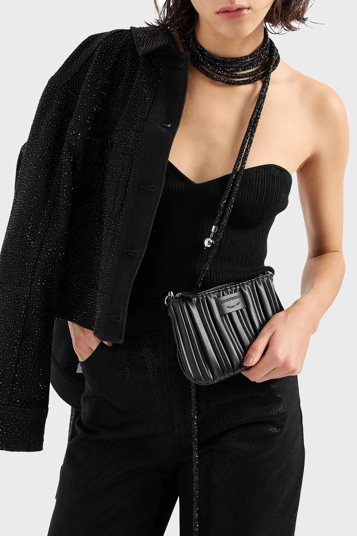 Emporio Armani J2A Parıltılı Straight Fit Düz Paça Jeans Bayan Kot Pantolon 3D2J2A 2NY1Z 0999 SİYAH - 4