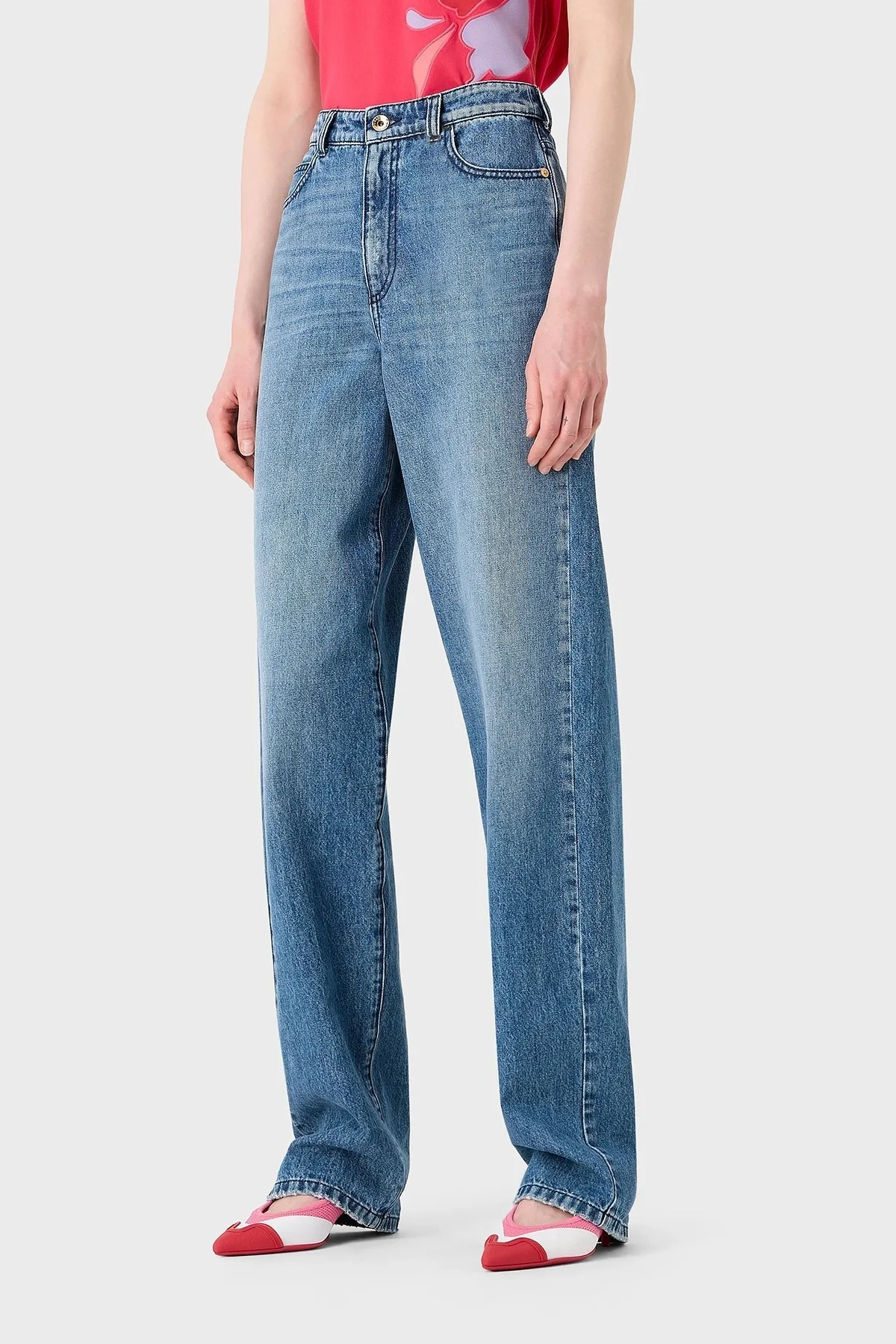Emporio Armani J4b Pamuklu Yüksek Bel Geniş Paça Jeans Bayan Kot Pantolon 6R2J4B 2DAQZ 0941 LACİVERT - 1