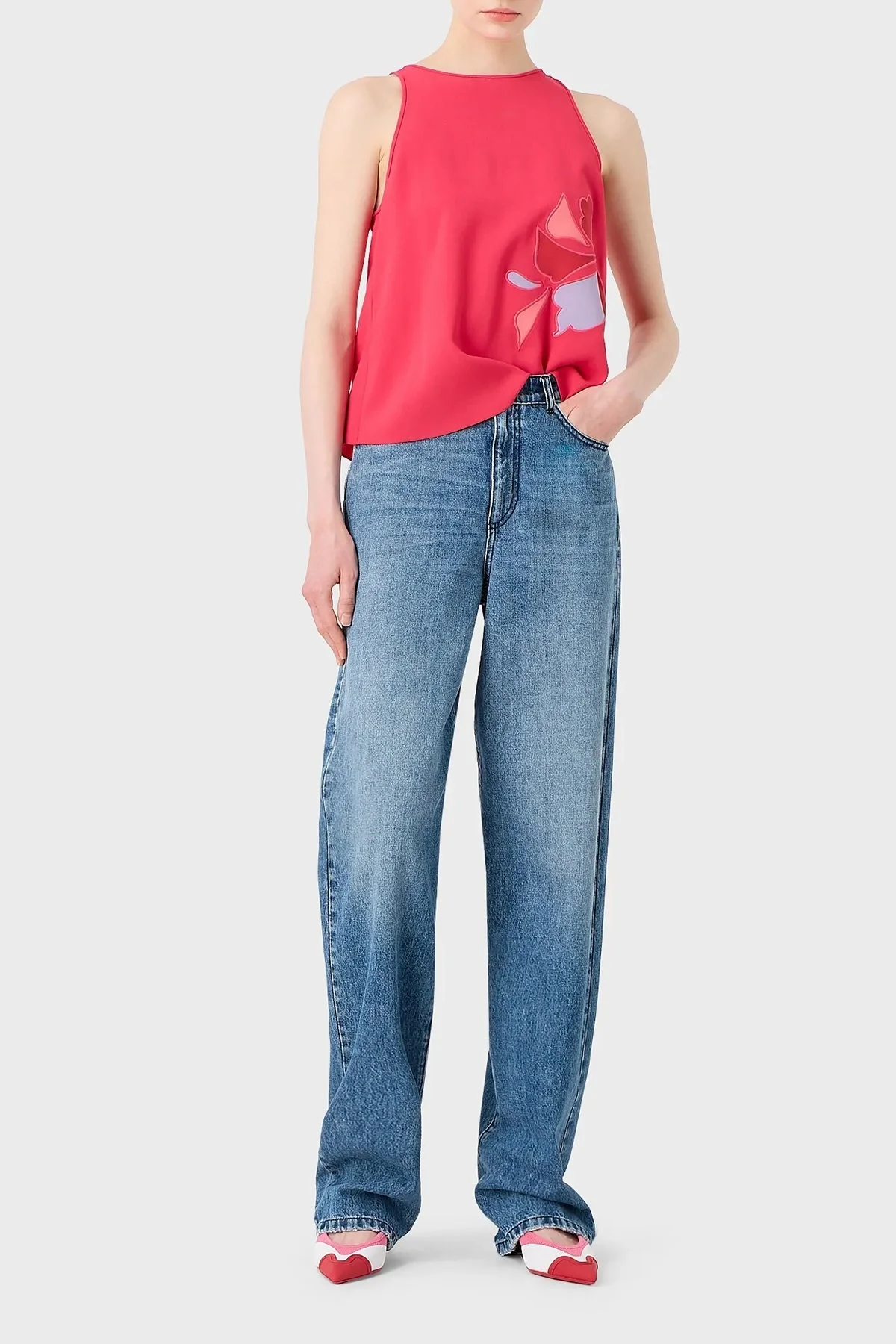 Emporio Armani J4b Pamuklu Yüksek Bel Geniş Paça Jeans Bayan Kot Pantolon 6R2J4B 2DAQZ 0941 LACİVERT - 4