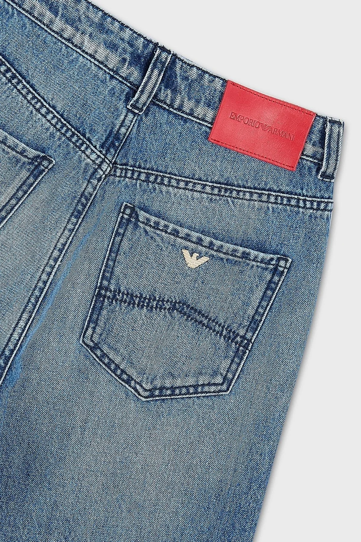Emporio Armani J4b Pamuklu Yüksek Bel Geniş Paça Jeans Bayan Kot Pantolon 6R2J4B 2DAQZ 0941 LACİVERT - 5
