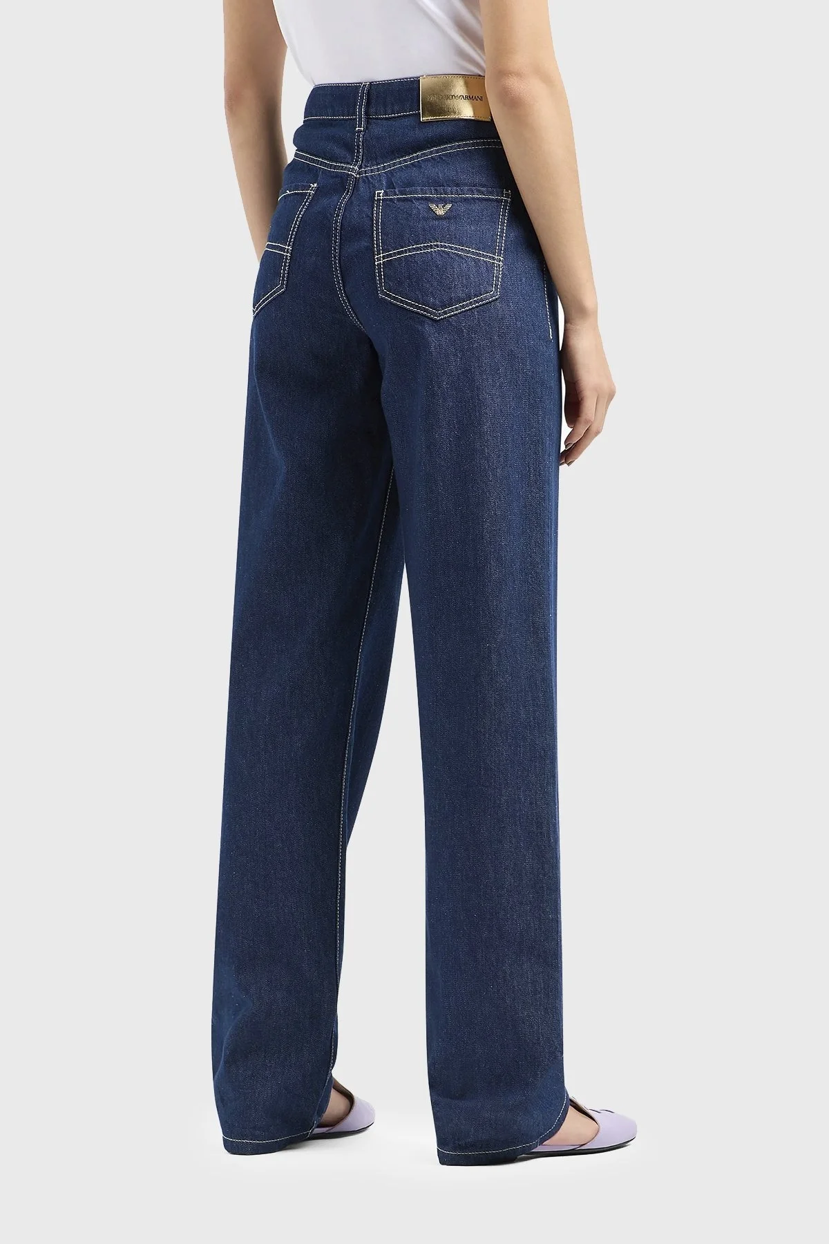 Emporio Armani J4B Yüksek Bel Geniş Paça Jeans Bayan Kot Pantolon 3D2J4B 2DM1Z 0941 LACİVERT - 3