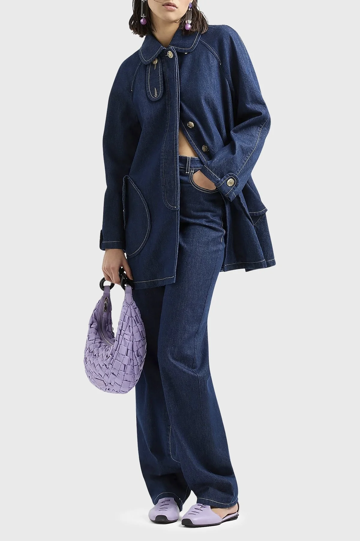 Emporio Armani J4B Yüksek Bel Geniş Paça Jeans Bayan Kot Pantolon 3D2J4B 2DM1Z 0941 LACİVERT - 7