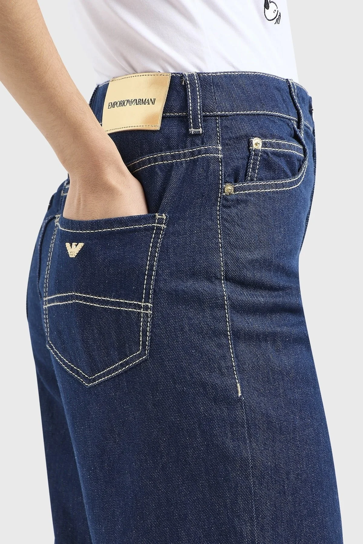 Emporio Armani J4B Yüksek Bel Geniş Paça Jeans Bayan Kot Pantolon 3D2J4B 2DM1Z 0941 LACİVERT - 9