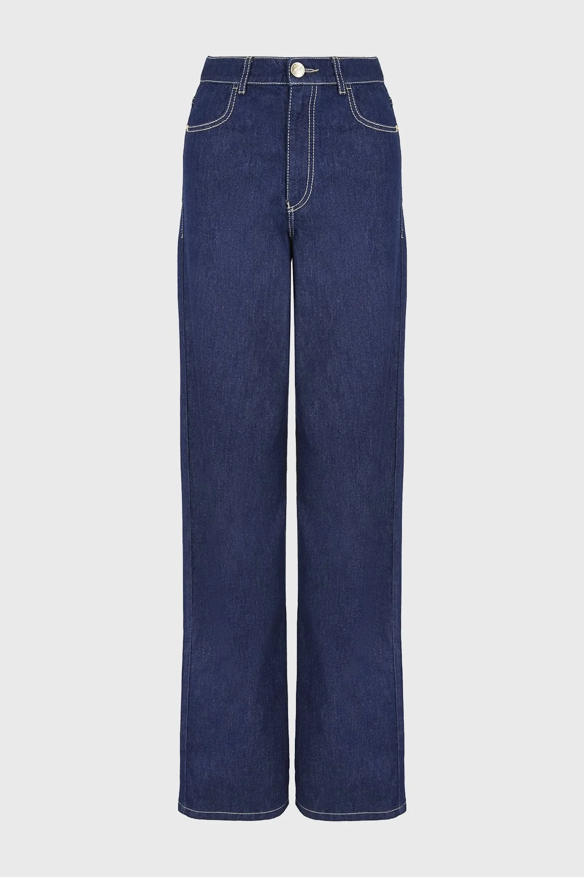 Emporio Armani J4B Yüksek Bel Geniş Paça Jeans Bayan Kot Pantolon 3D2J4B 2DM1Z 0941 LACİVERT - 10