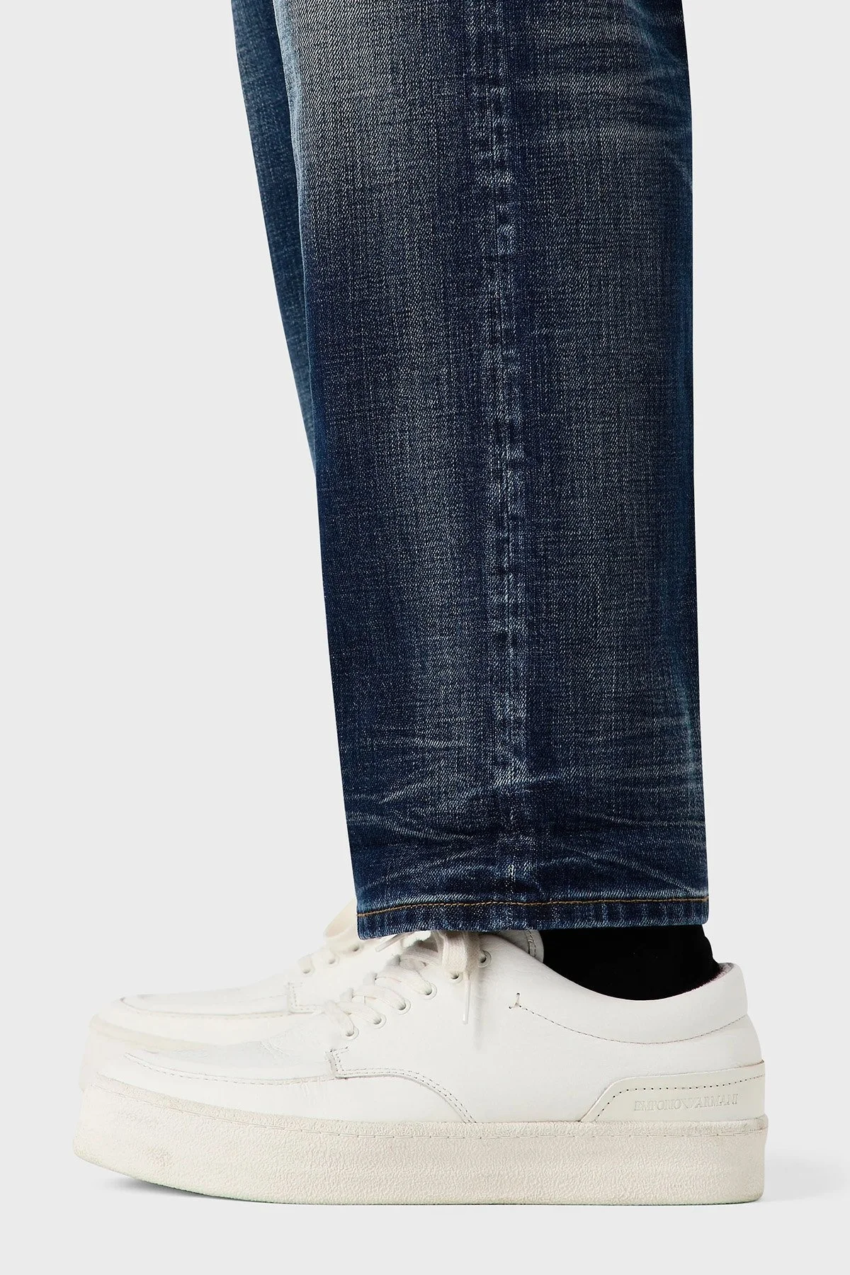 Emporio Armani J69 Streç Pamuklu Düşük Bel Loose Fit Boru Paça Jeans Erkek Kot Pantolon 6R1J69 1DQTZ 0942 KOYU MAVİ - 12