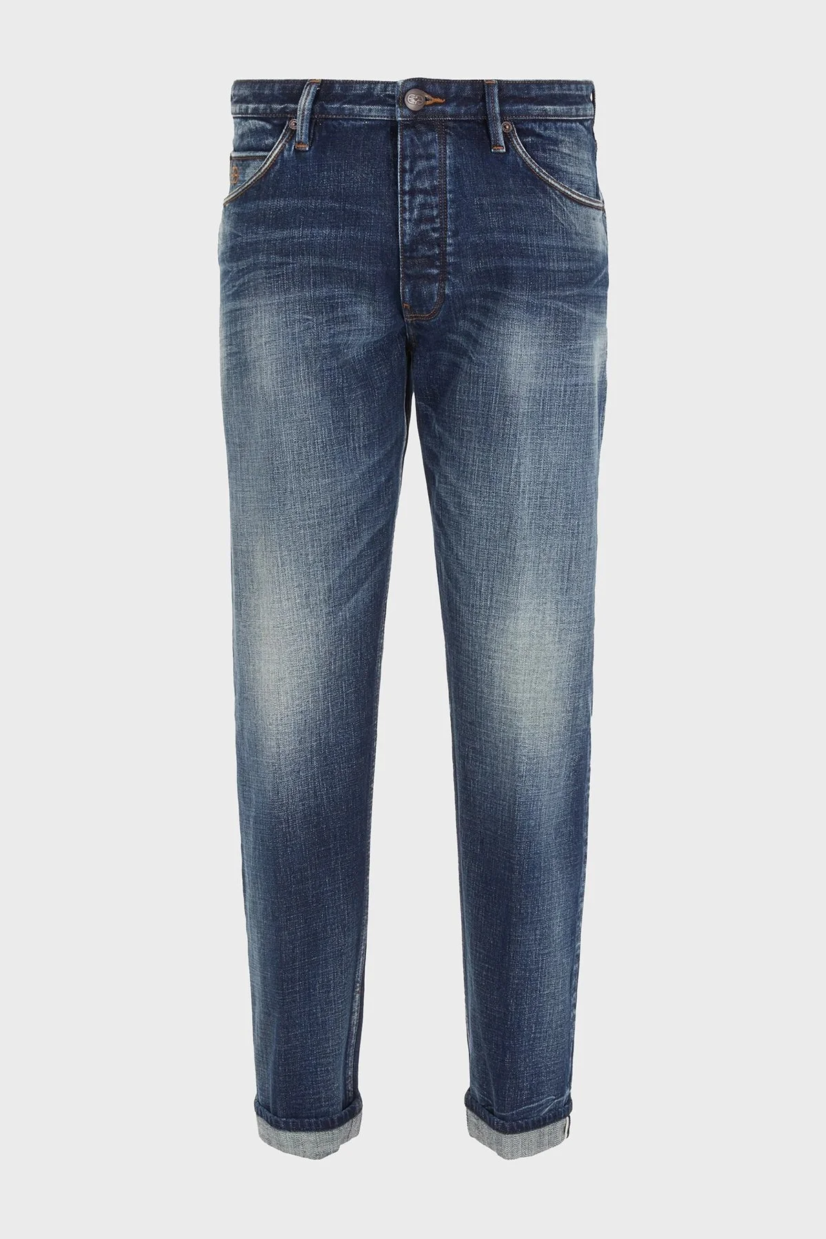 Emporio Armani J69 Streç Pamuklu Düşük Bel Loose Fit Boru Paça Jeans Erkek Kot Pantolon 6R1J69 1DQTZ 0942 KOYU MAVİ - 13