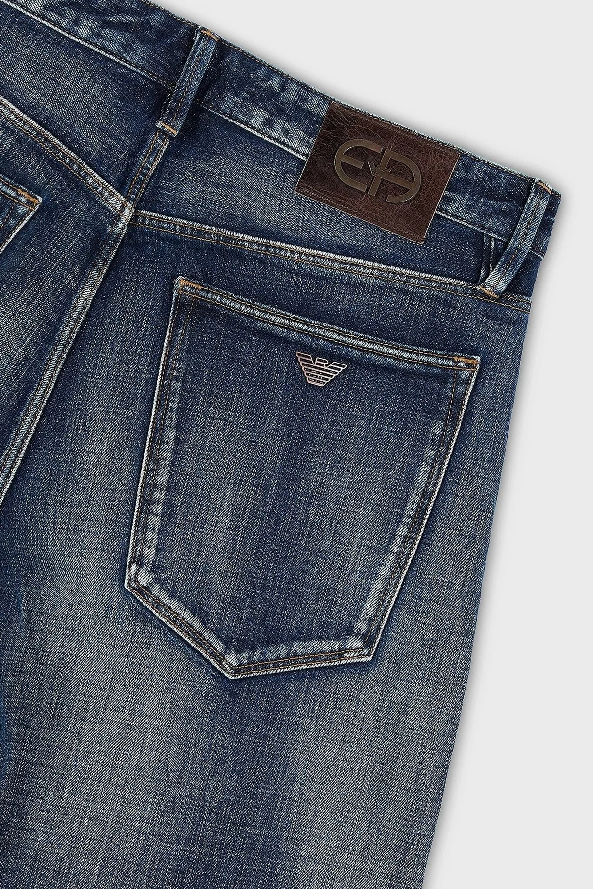 Emporio Armani J69 Streç Pamuklu Düşük Bel Loose Fit Boru Paça Jeans Erkek Kot Pantolon 6R1J69 1DQTZ 0942 KOYU MAVİ - 14