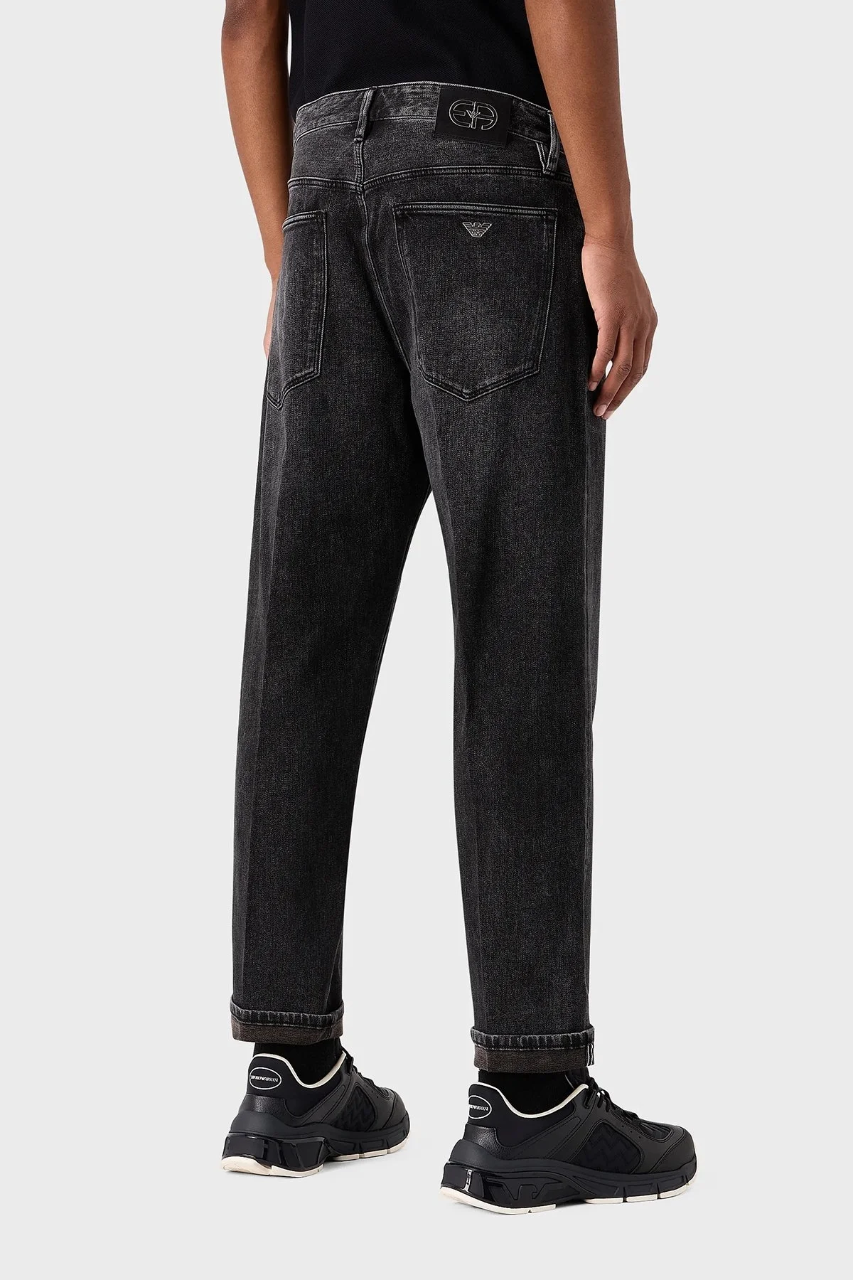 Emporio Armani J69 Streç Pamuklu Düşük Bel Loose Fit Boru Paça Jeans Erkek Kot Pantolon 6R1J69 1DQVZ 0006 SİYAH - 3