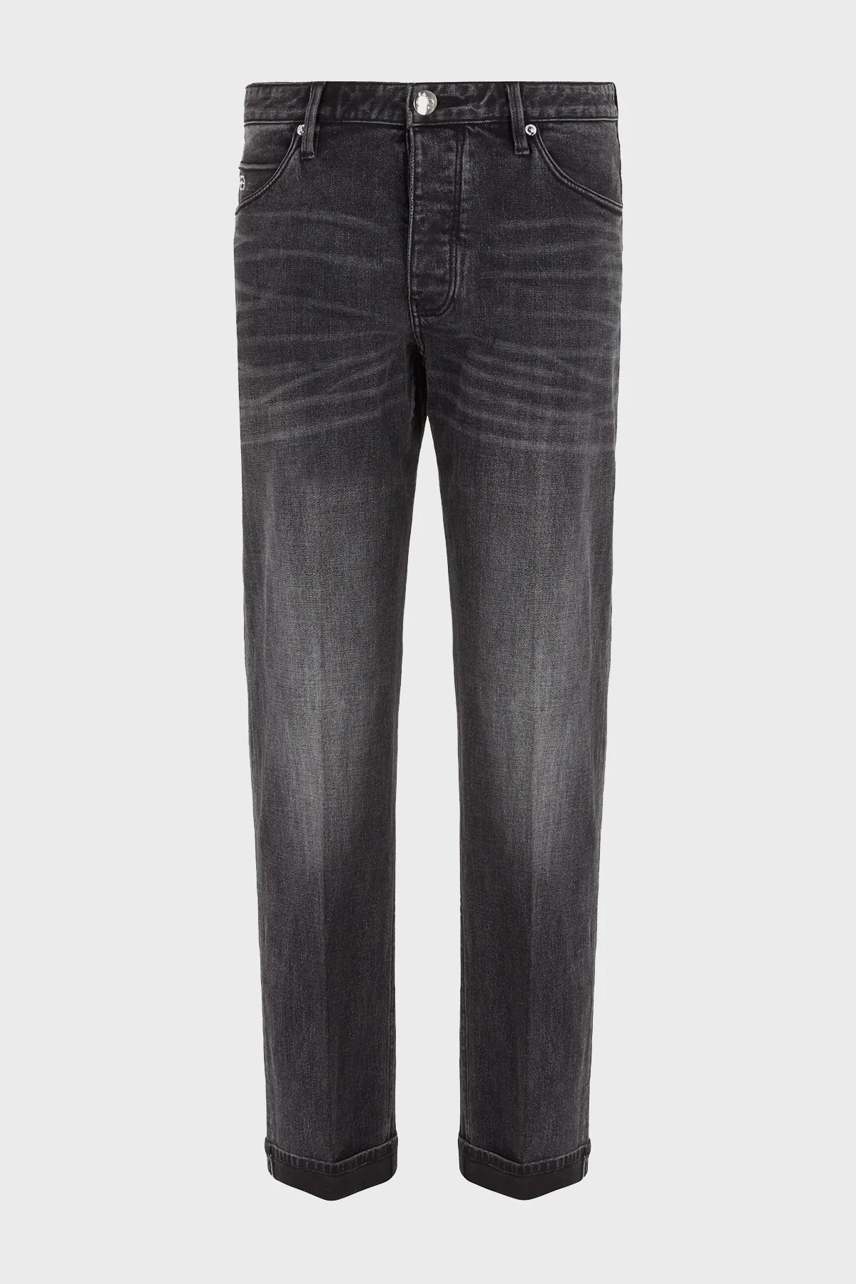 Emporio Armani J69 Streç Pamuklu Düşük Bel Loose Fit Boru Paça Jeans Erkek Kot Pantolon 6R1J69 1DQVZ 0006 SİYAH - 5