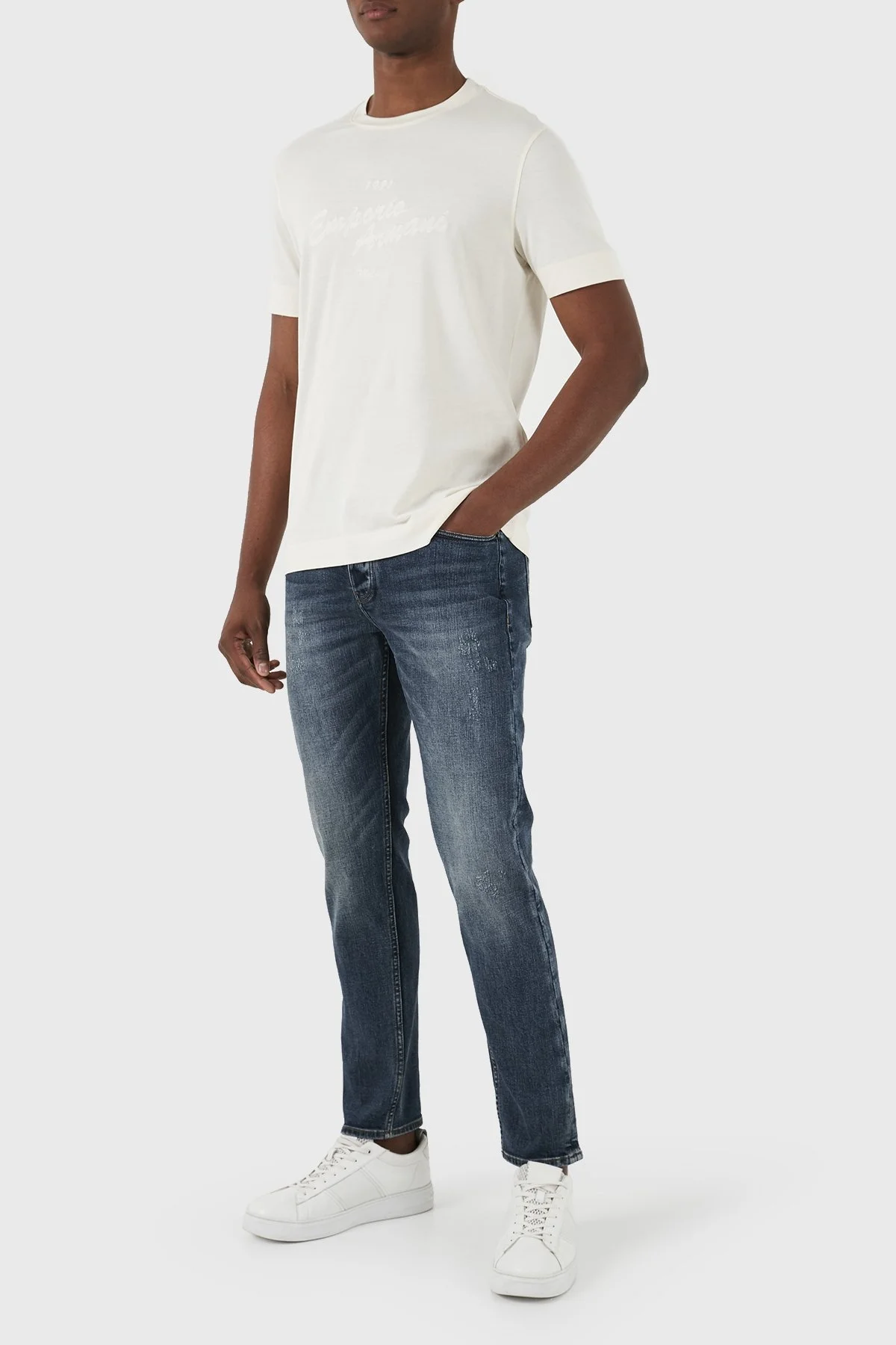 Emporio Armani J75 Düşük Bel Slim Fit Jeans Erkek Kot Pantolon 3D1J75 1DRNZ 0942 MAVİ - 1