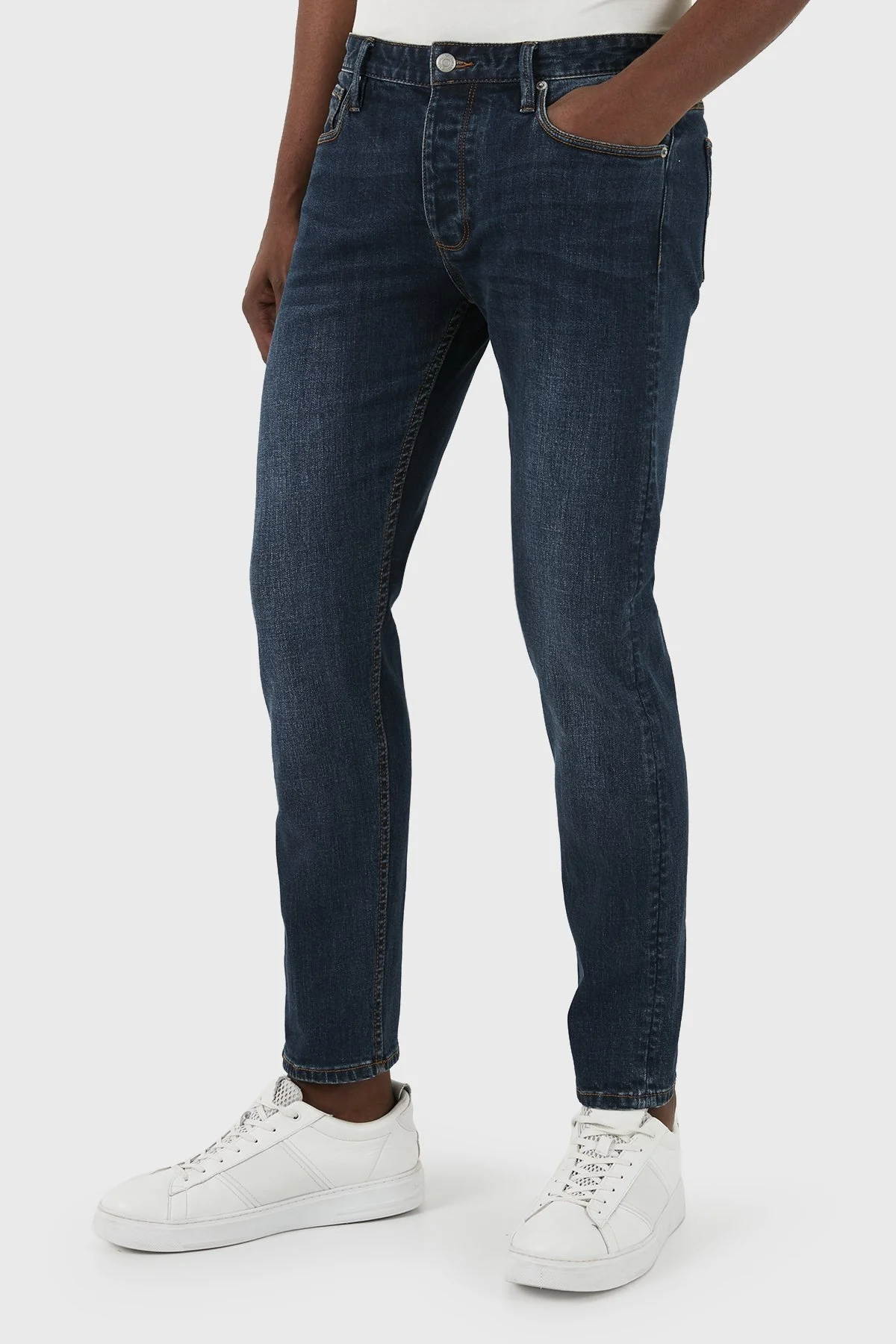 Emporio Armani J75 Düşük Bel Slim Fit Jeans Erkek Kot Pantolon 3D1J75 1DRRZ 0942 LACİVERT - 4
