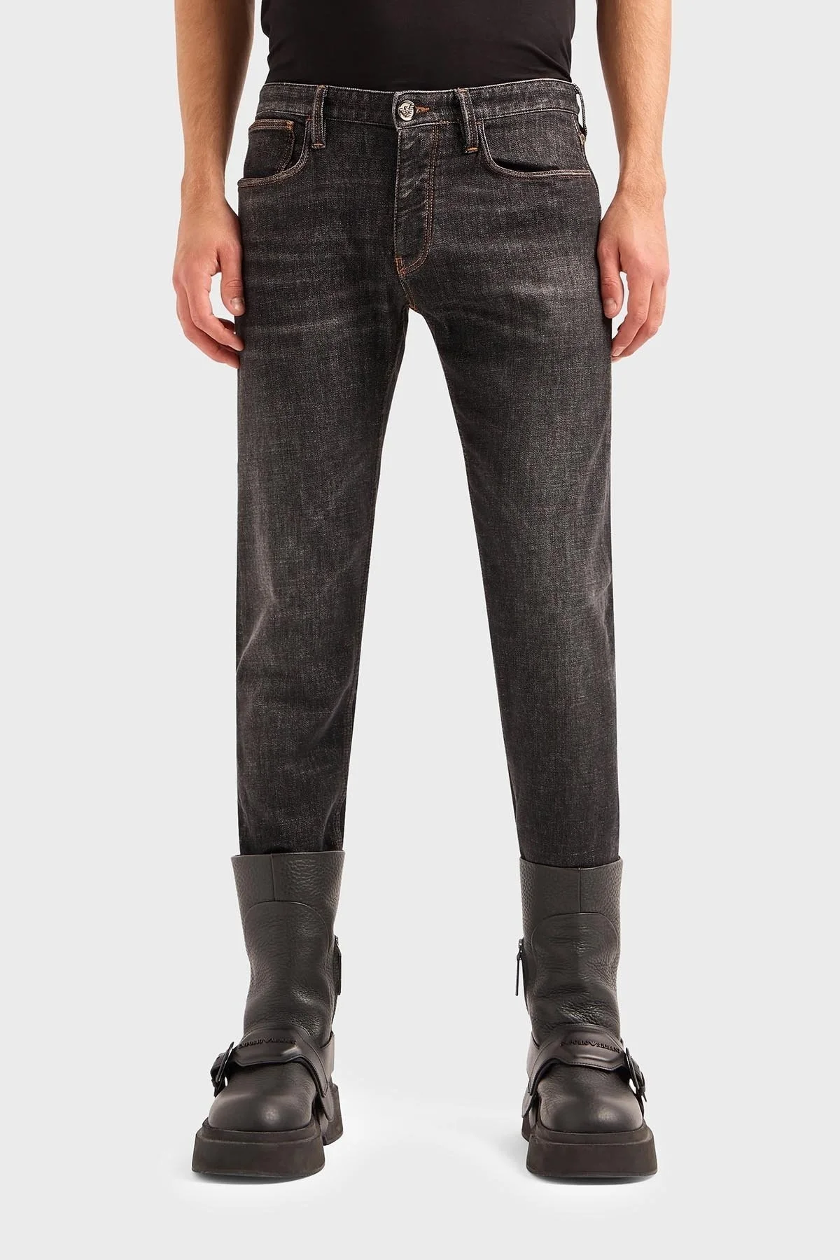 Emporio Armani J75 Düşük Bel Slim Fit Streç Jeans Erkek Kot Pantolon 6R1J75 1D24Z 0006 SİYAH - 1