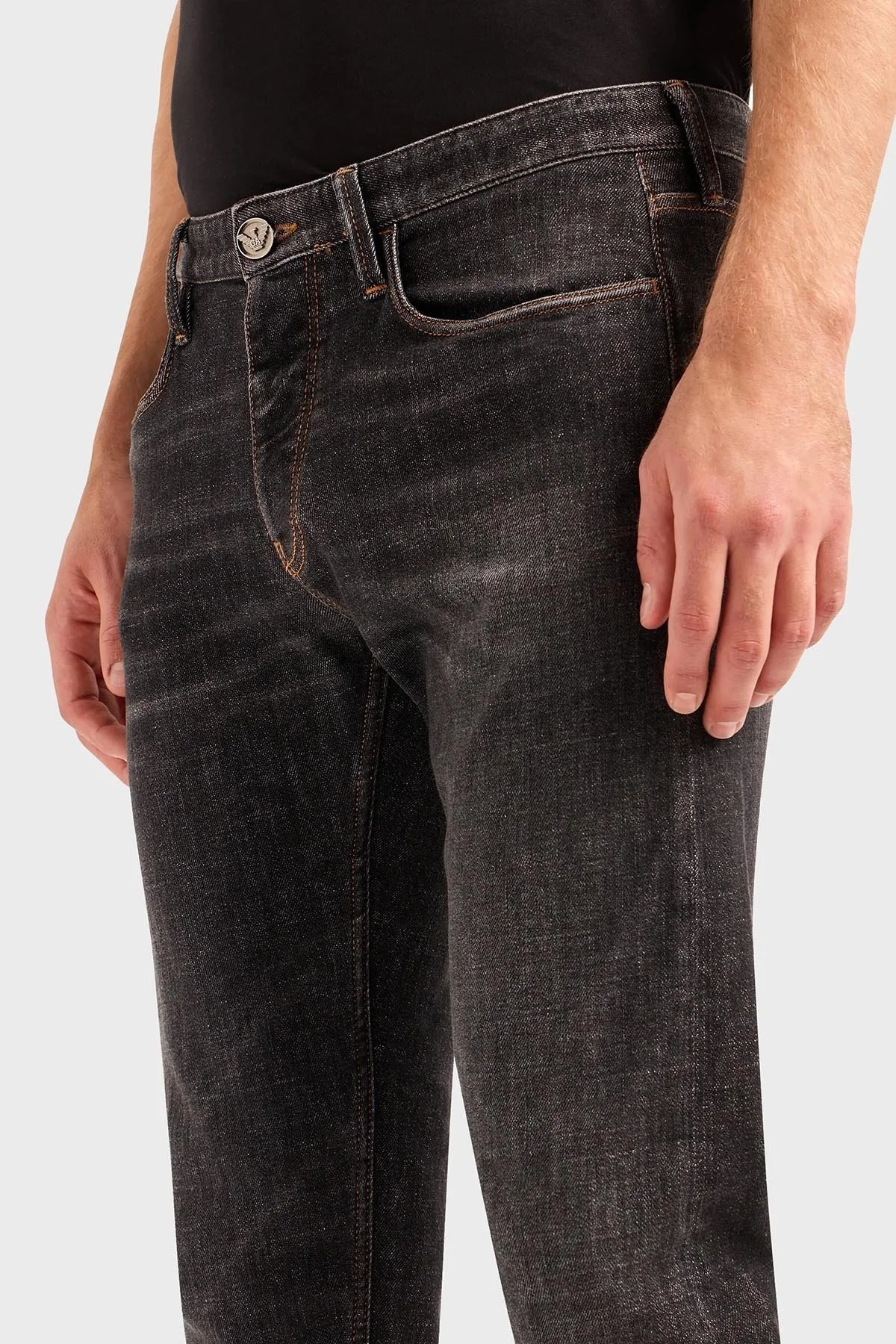 Emporio Armani J75 Düşük Bel Slim Fit Streç Jeans Erkek Kot Pantolon 6R1J75 1D24Z 0006 SİYAH - 4