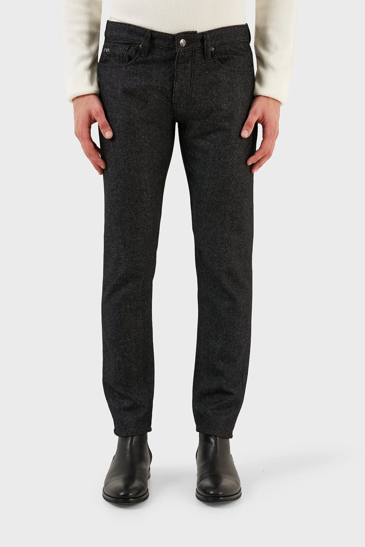 Emporio Armani J75 Pamuk ve Yün Karışımlı Slim Fit Erkek Pantolon 6R1J75 1N08Z 0065 SİYAH - 2