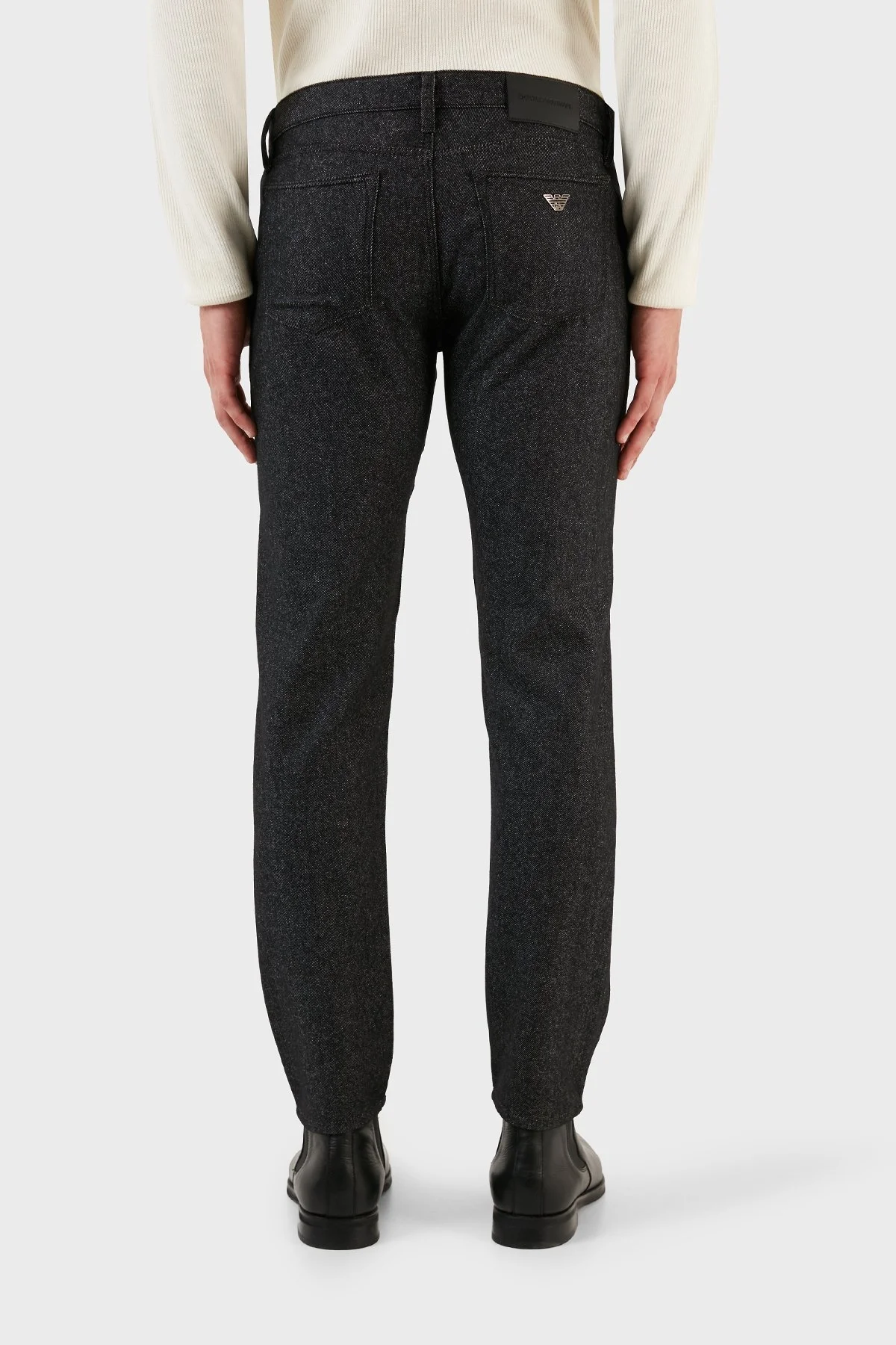 Emporio Armani J75 Pamuk ve Yün Karışımlı Slim Fit Erkek Pantolon 6R1J75 1N08Z 0065 SİYAH - 3