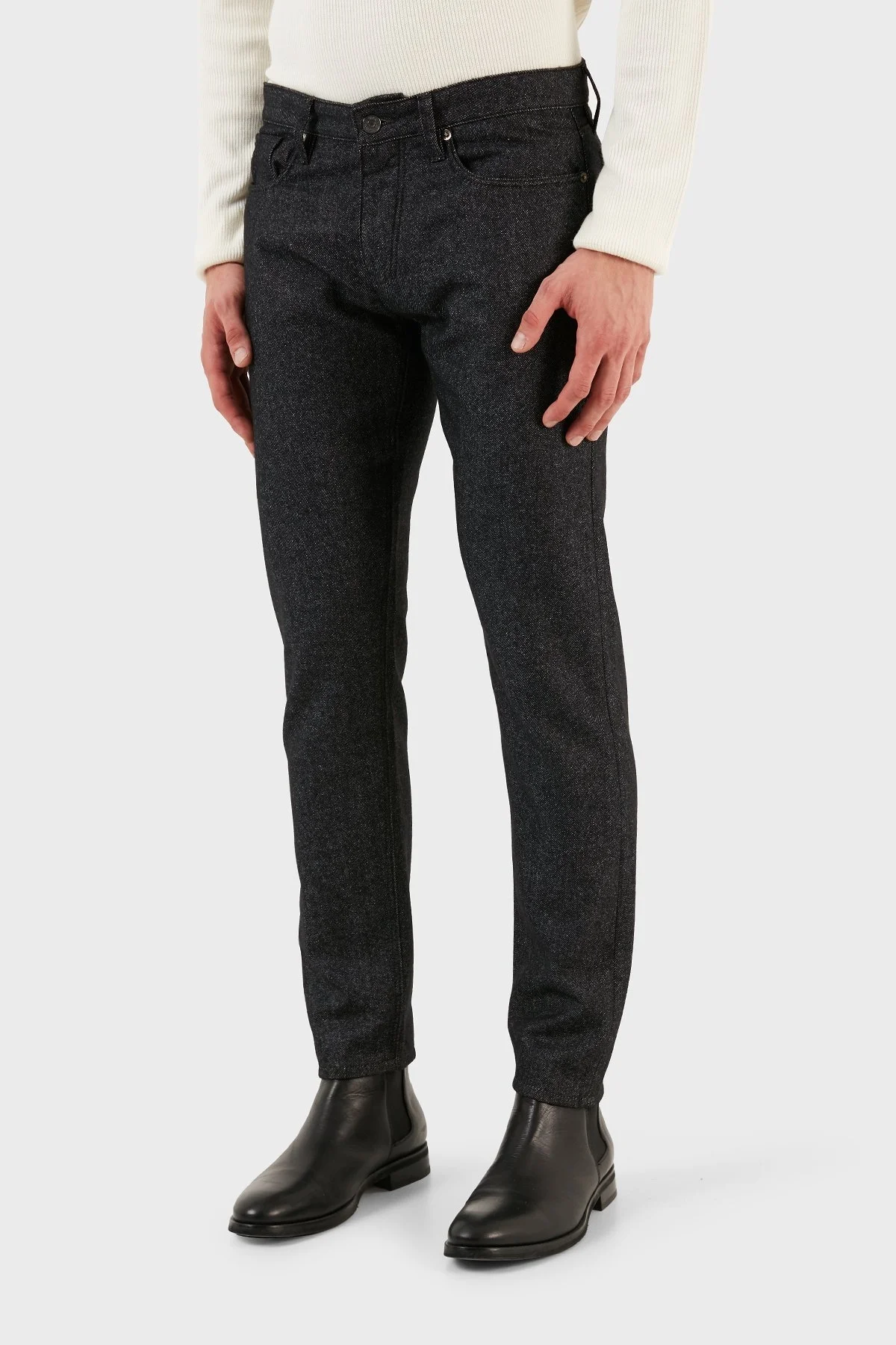 Emporio Armani J75 Pamuk ve Yün Karışımlı Slim Fit Erkek Pantolon 6R1J75 1N08Z 0065 SİYAH - 4