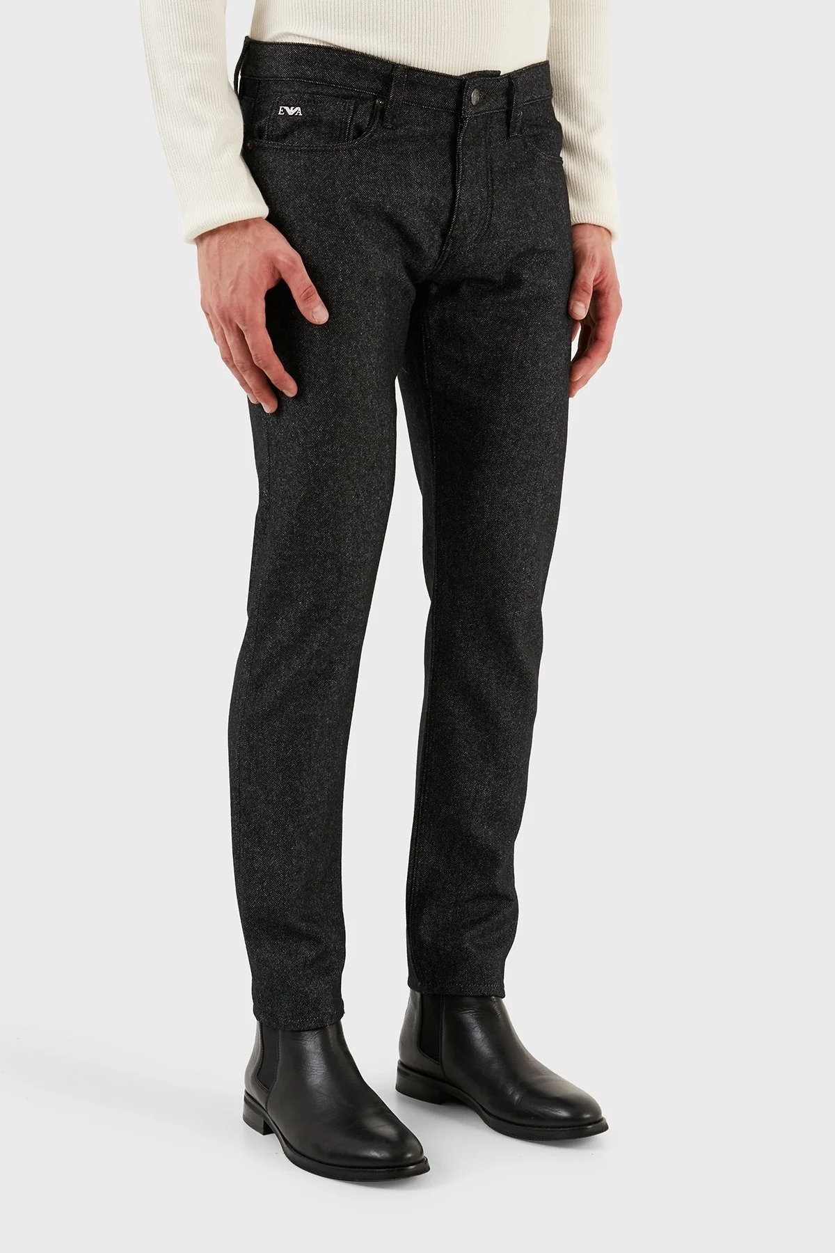 Emporio Armani J75 Pamuk ve Yün Karışımlı Slim Fit Erkek Pantolon 6R1J75 1N08Z 0065 SİYAH - 5