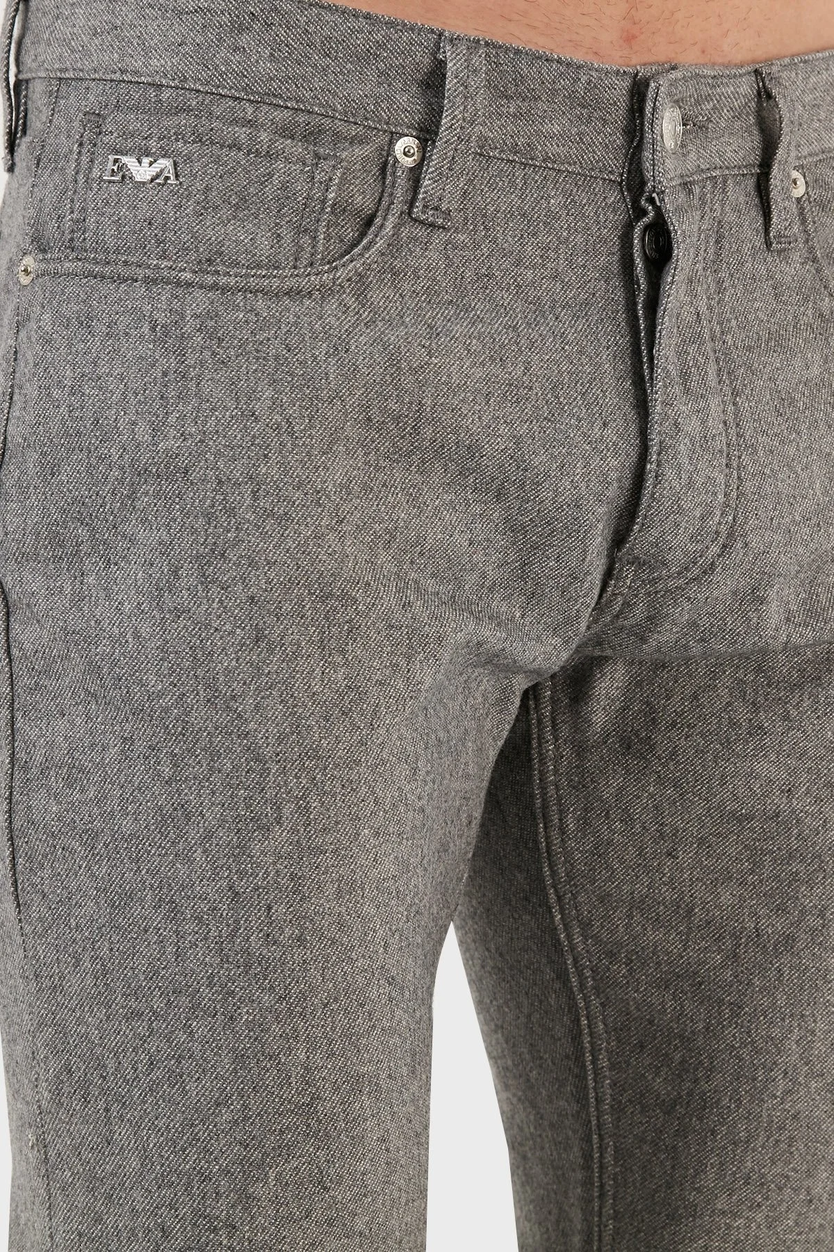 Emporio Armani J75 Pamuk ve Yün Karışımlı Slim Fit Erkek Pantolon 6R1J75 1N08Z 06D7 GRİ - 6