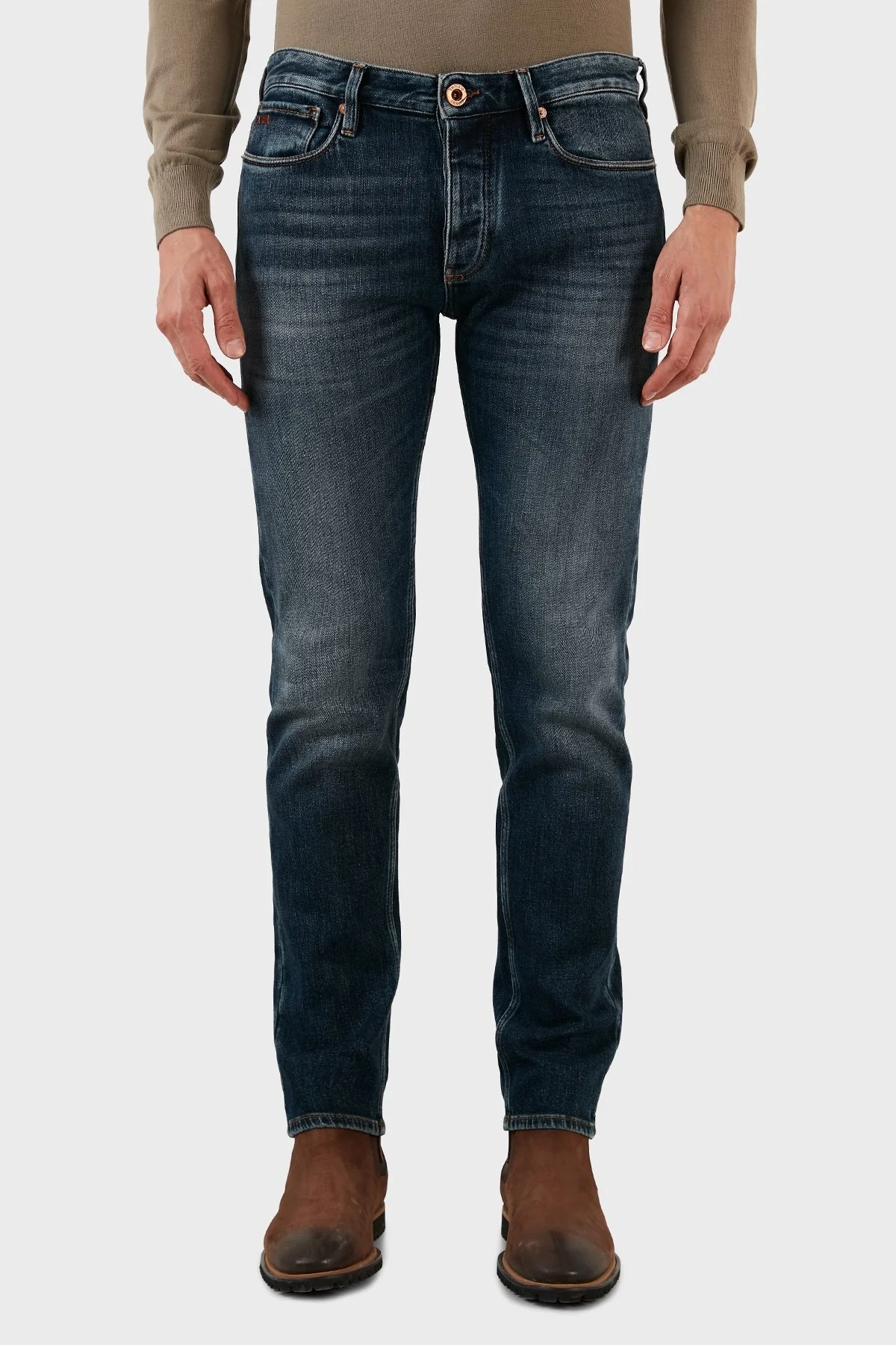 Emporio Armani J75 Pamuklu Normal Bel Slim Fit Jeans Erkek Kot Pantolon 6L1J75 1DS5Z 0942 MAVİ - 2