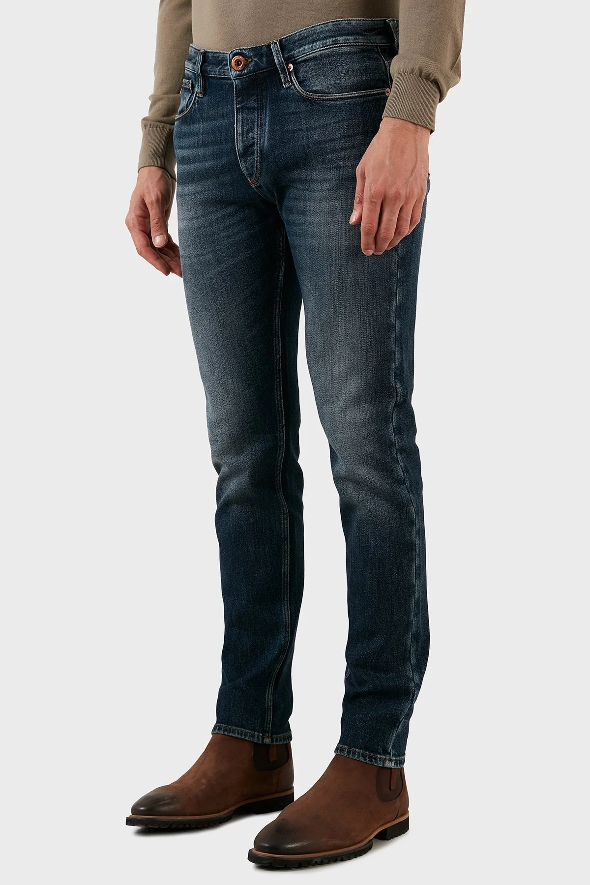 Emporio Armani J75 Pamuklu Normal Bel Slim Fit Jeans Erkek Kot Pantolon 6L1J75 1DS5Z 0942 MAVİ - 3