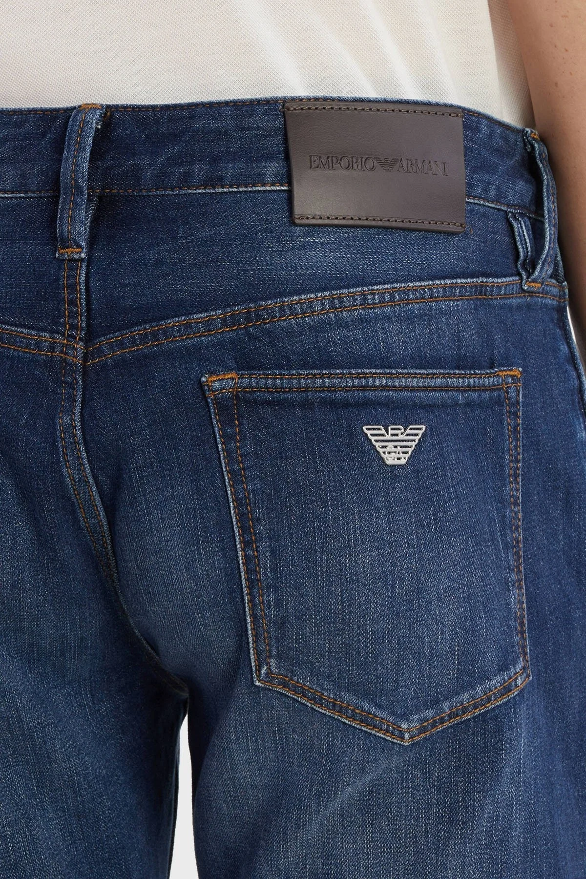 Emporio Armani J75 Pamuklu Normal Bel Slim Fit Jeans Erkek Kot Pantolon 6R1J75 1DQSZ 0942 KOYU MAVİ - 3