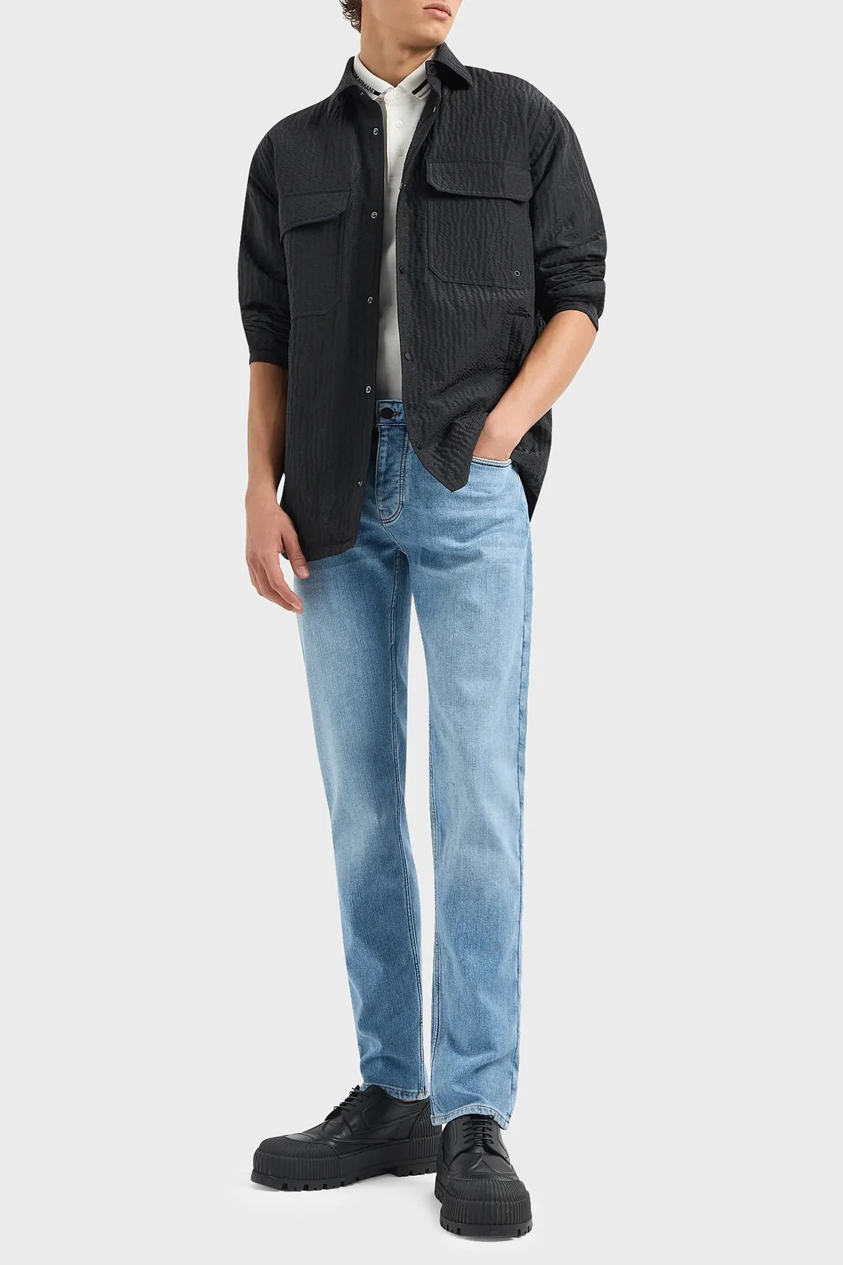 Emporio Armani J75 Slim Fit Düşük Bel Jeans Erkek Kot Pantolon 3D1J75 1D01Z 0943 MAVİ - 1