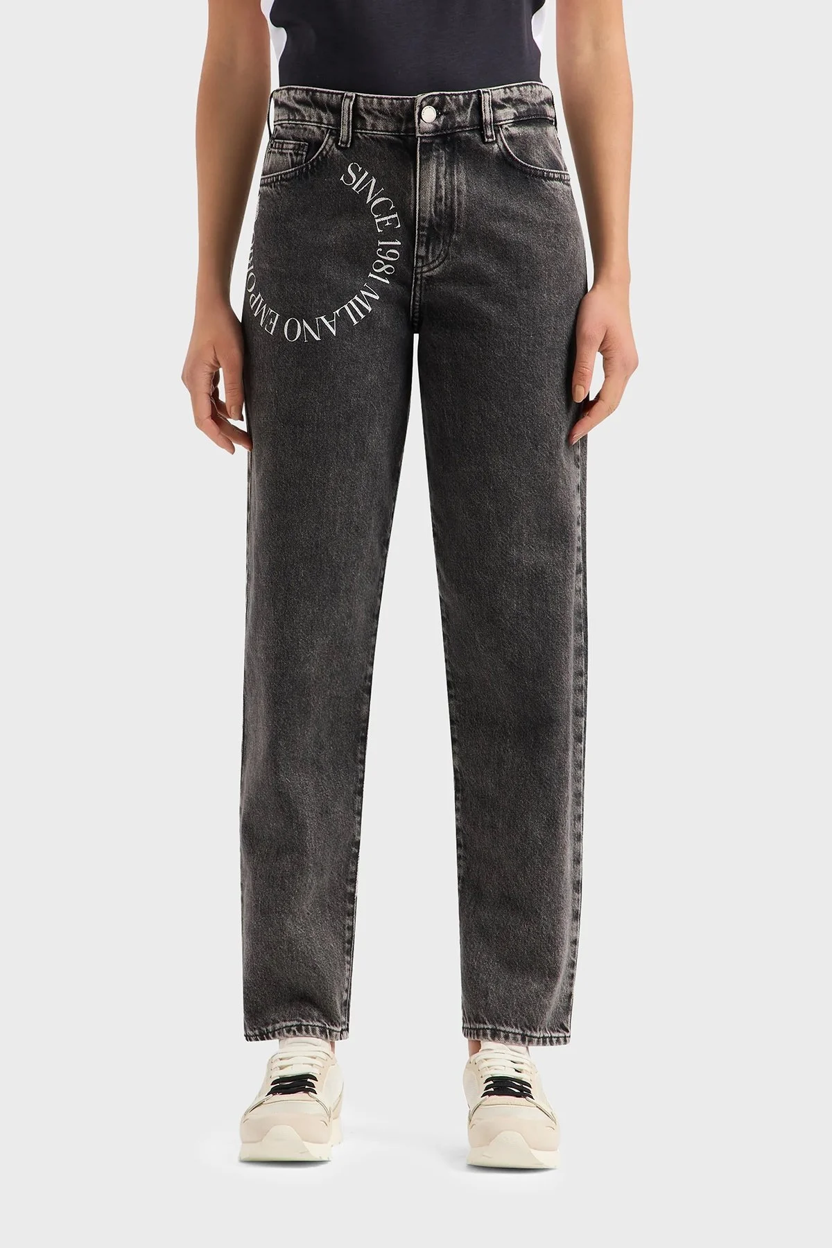 Emporio Armani J90 Vintage Slim Fit Boru Paça Jeans Bayan Kot Pantolon 3D2J90 2DV5Z 0005 ANTRASİT - 3