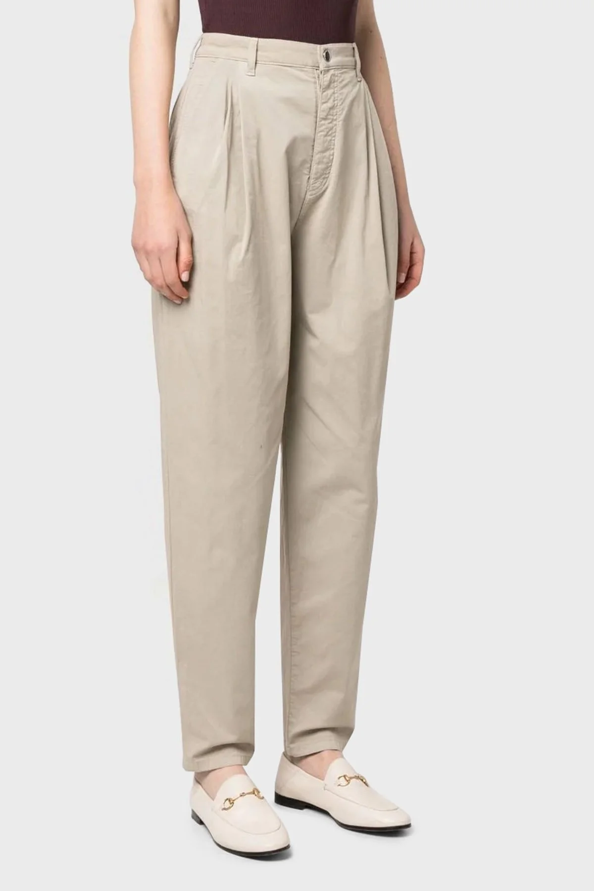 Emporio Armani J94 Pamuklu Cepli Relaxed Fit Bayan Pantolon 3R2J94 2NP9Z 0106 BEJ - 6