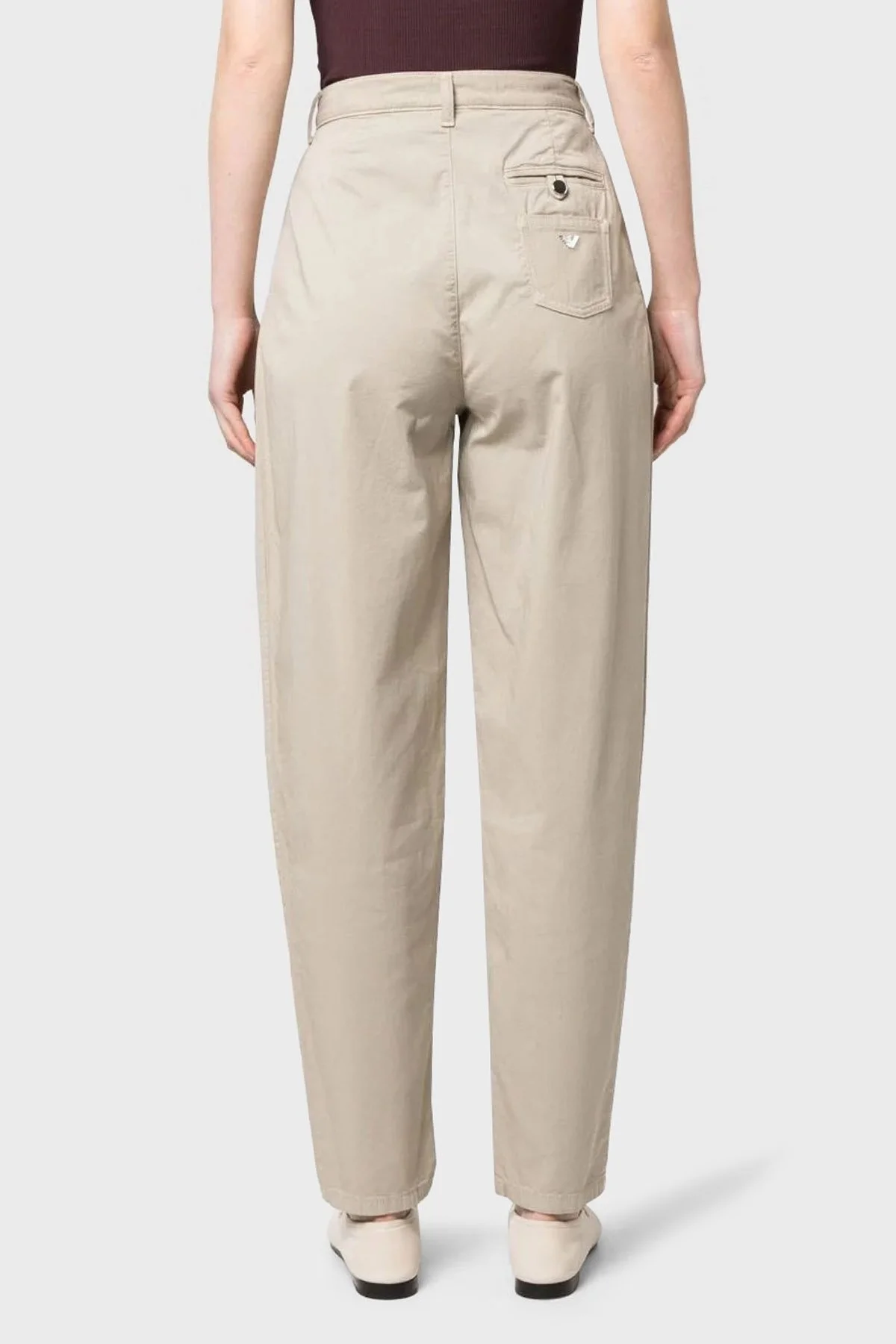 Emporio Armani J94 Pamuklu Cepli Relaxed Fit Bayan Pantolon 3R2J94 2NP9Z 0106 BEJ - 7