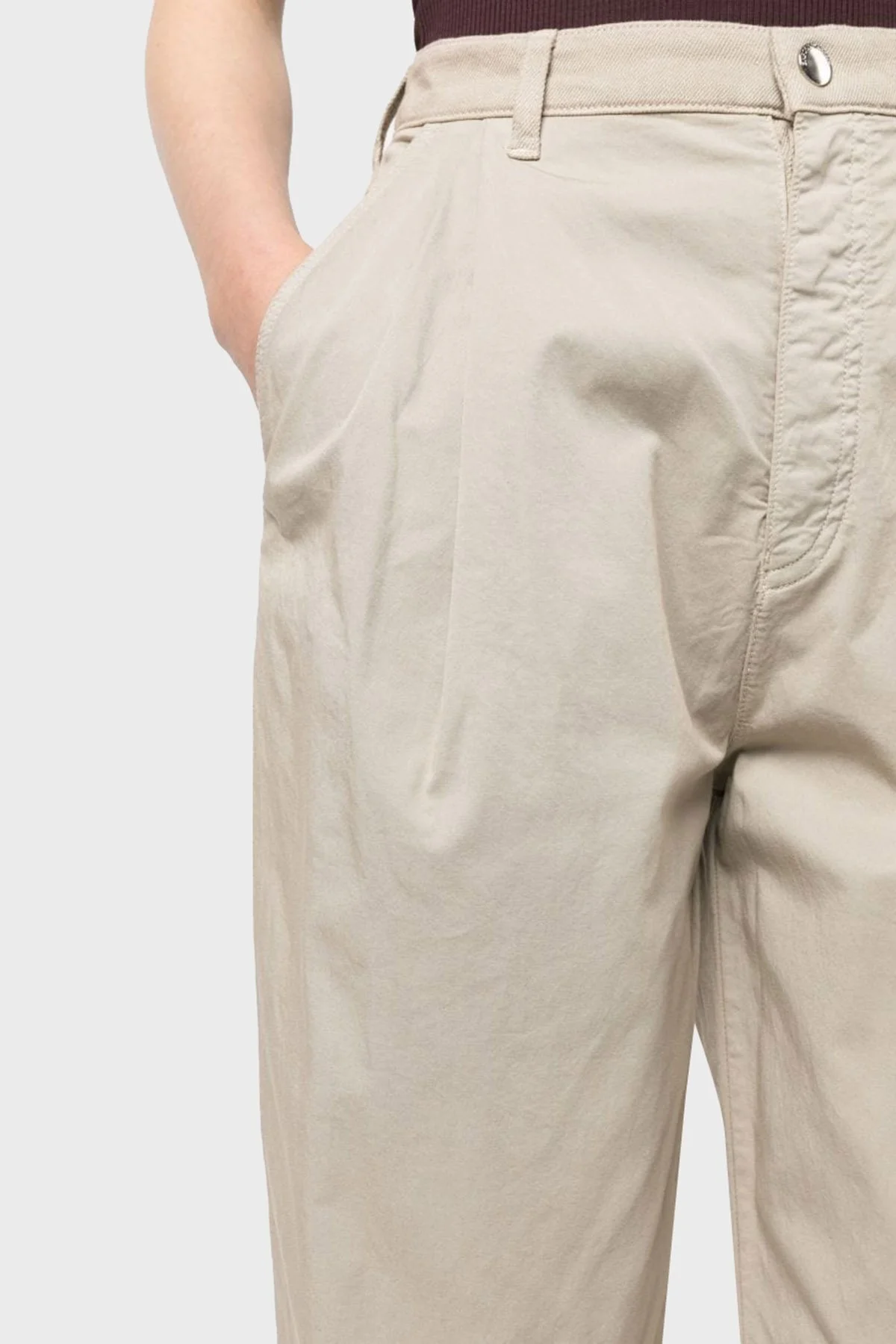 Emporio Armani J94 Pamuklu Cepli Relaxed Fit Bayan Pantolon 3R2J94 2NP9Z 0106 BEJ - 8