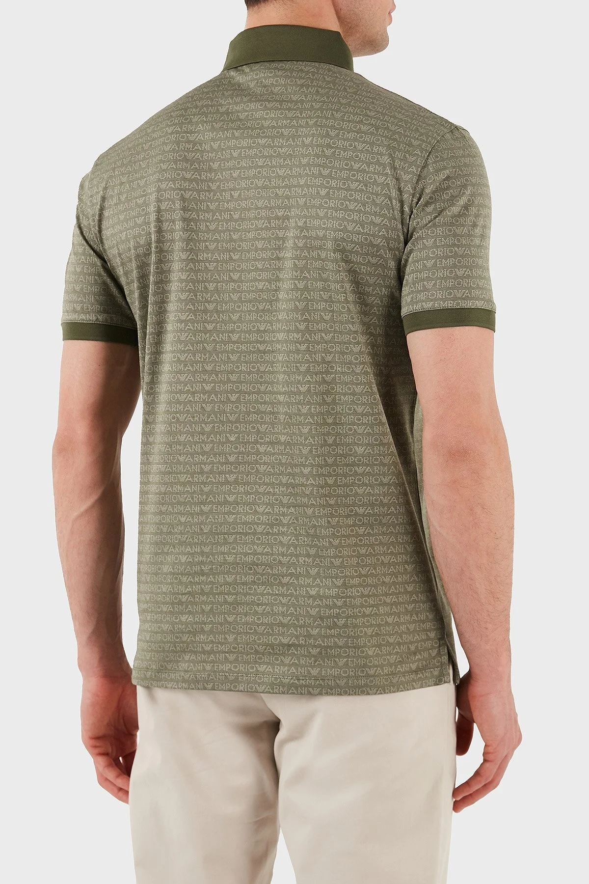 Emporio Armani Jakarlı % 100 Pamuk Düğmeli Erkek Polo Yaka T Shirt EM000788 AF12916 F7060 HAKİ - 3