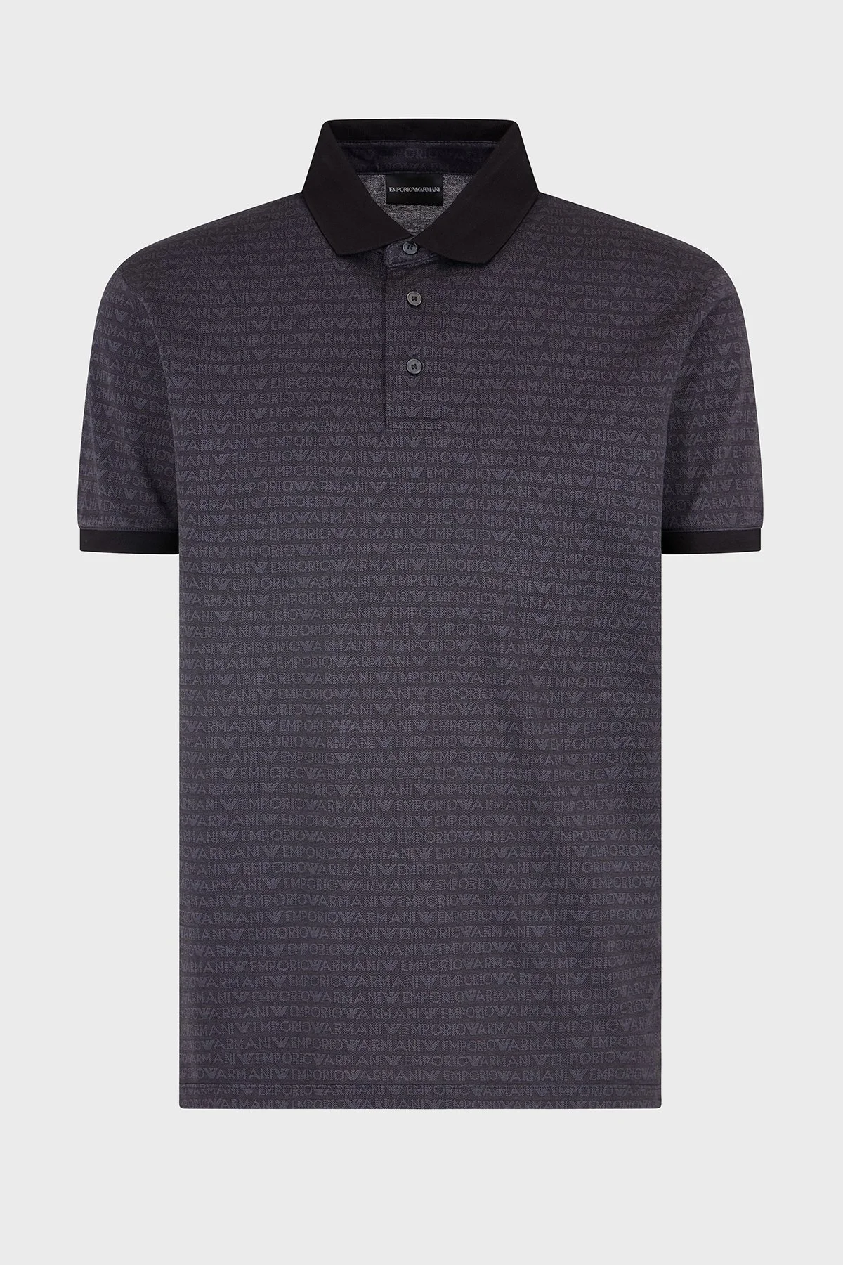 Emporio Armani Jakarlı % 100 Pamuk Düğmeli Erkek Polo Yaka T Shirt EM000788 AF12916 FC176 SİYAH - 5