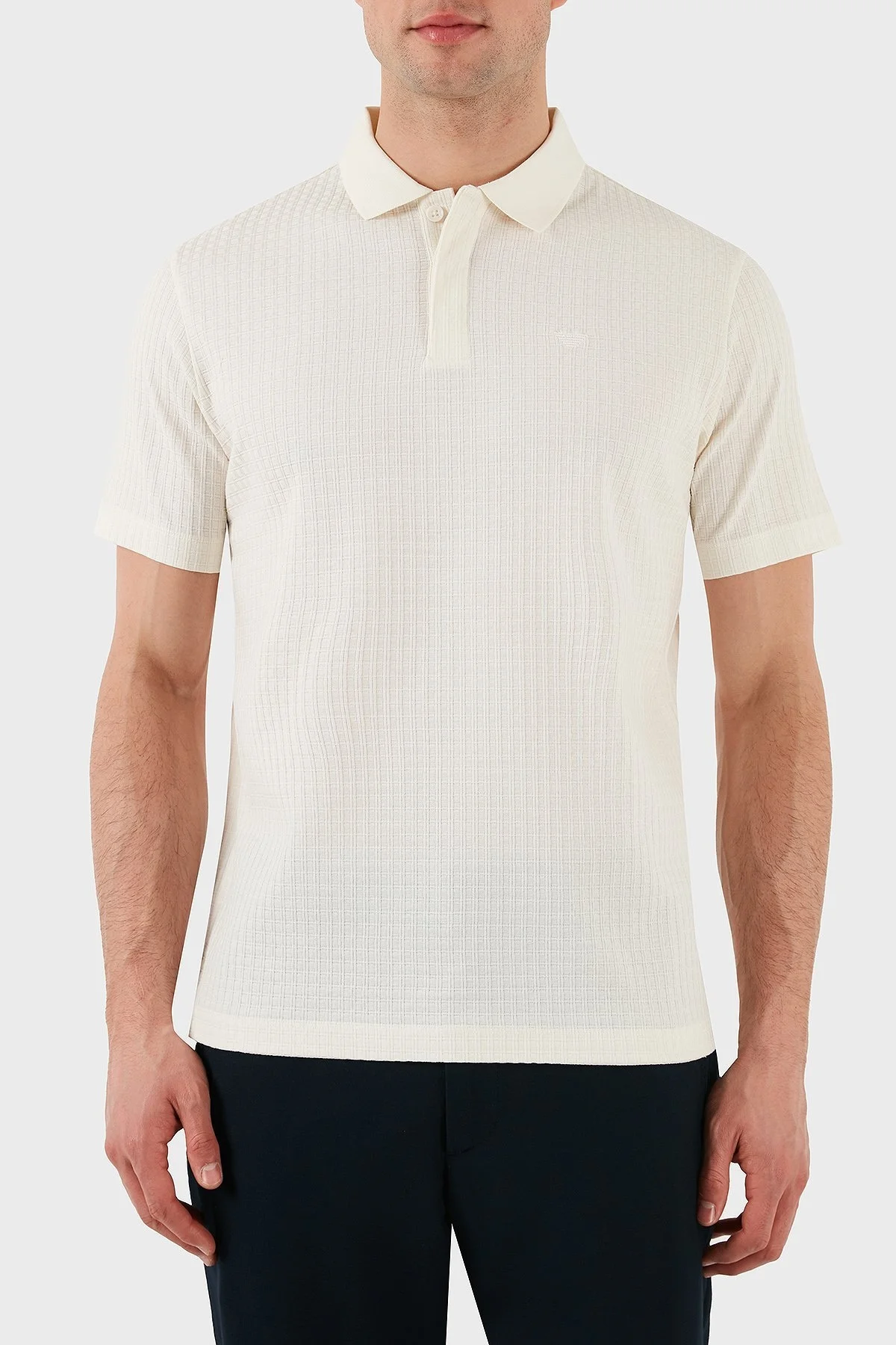 Emporio Armani Jakarlı % 100 Pamuk Regular Fit Düğmeli Erkek Polo Yaka T Shirt EM001729 AF14874 F1053 EKRU - 7