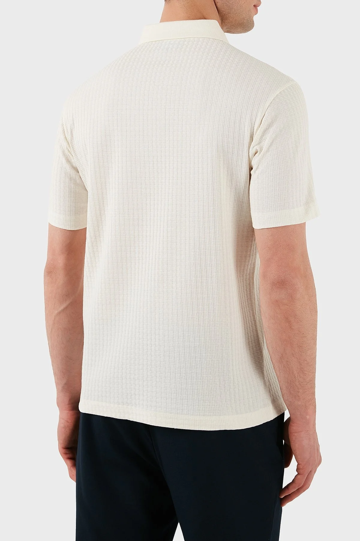 Emporio Armani Jakarlı % 100 Pamuk Regular Fit Düğmeli Erkek Polo Yaka T Shirt EM001729 AF14874 F1053 EKRU - 8
